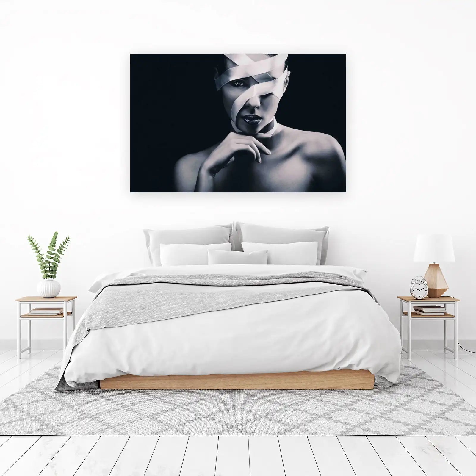 Abstract Elegance Woman with Ribbon Wall Art