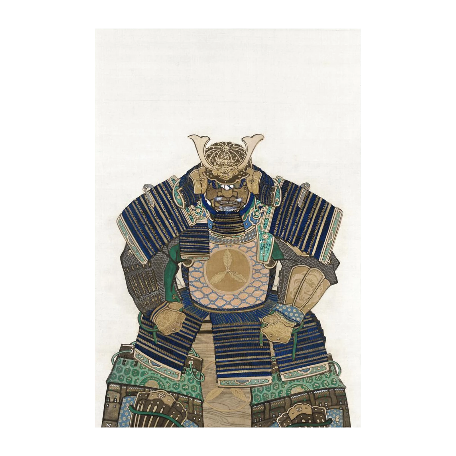 Majestic Samurai Warrior Blue Armor Wall Art