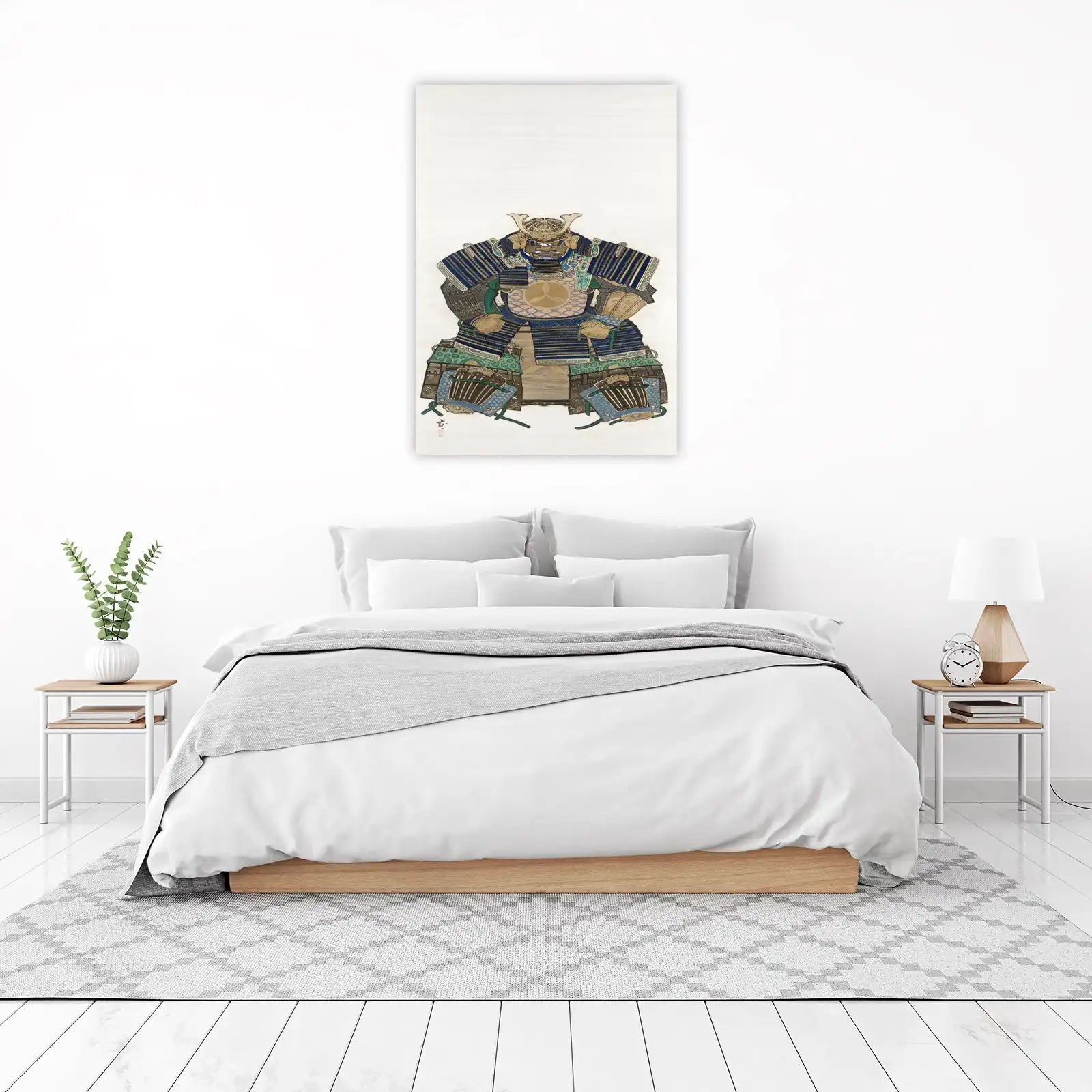 Majestic Samurai Warrior Blue Armor Wall Art