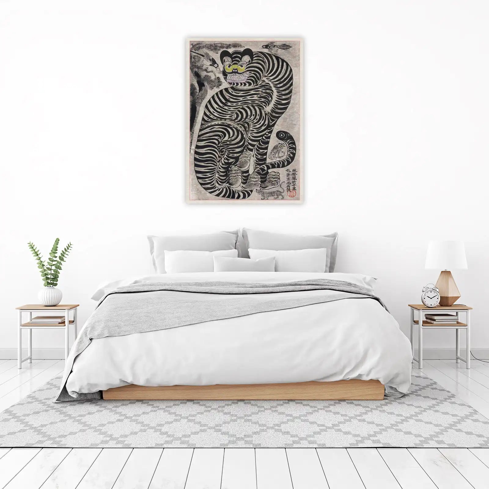 Majestic Tiger & Cubs Folk Art Wall Art