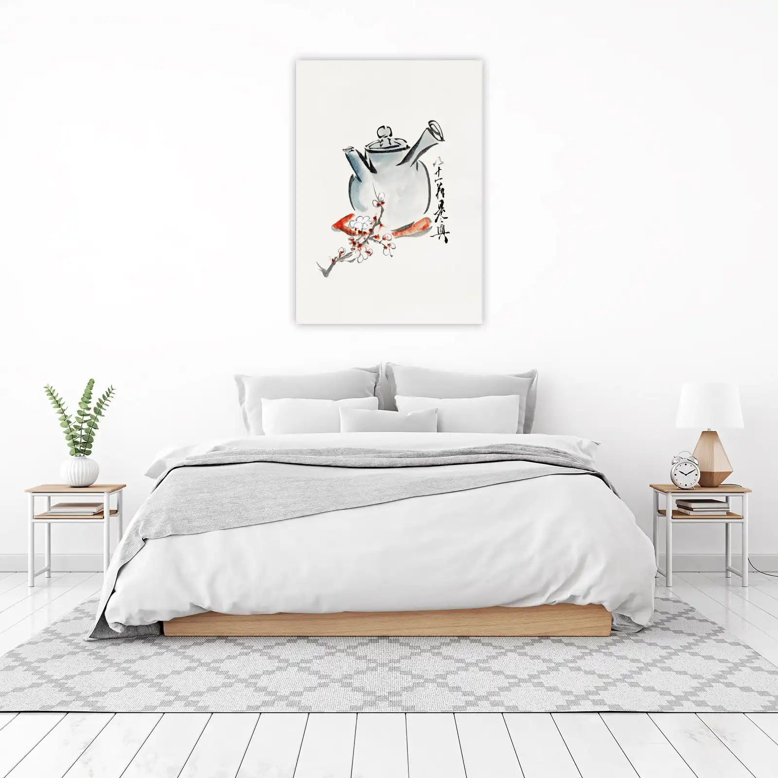 Zen Teapot & Plum Blossom Ink Art Wall Art
