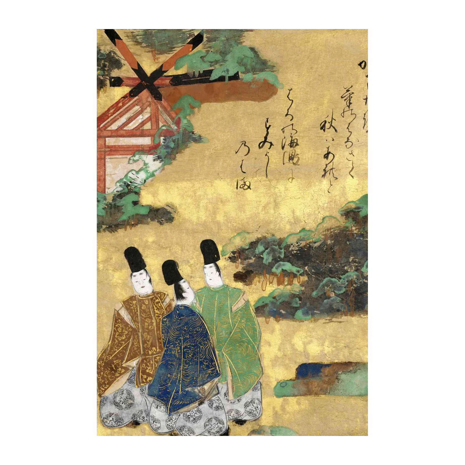 Elegant Courtly Figures Japanese Artwork Wall Art