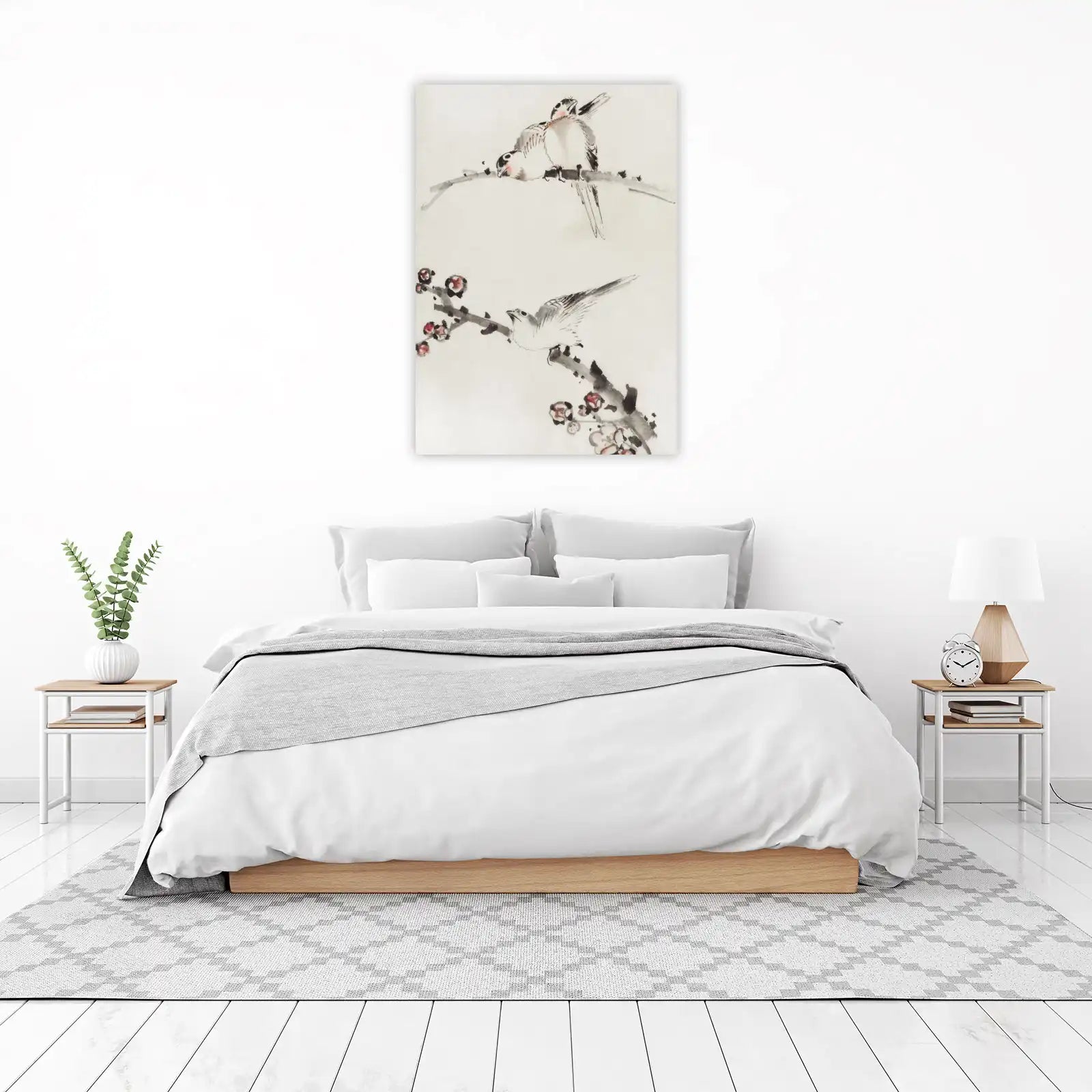 Serene Sparrows & Blossoms Wall Art