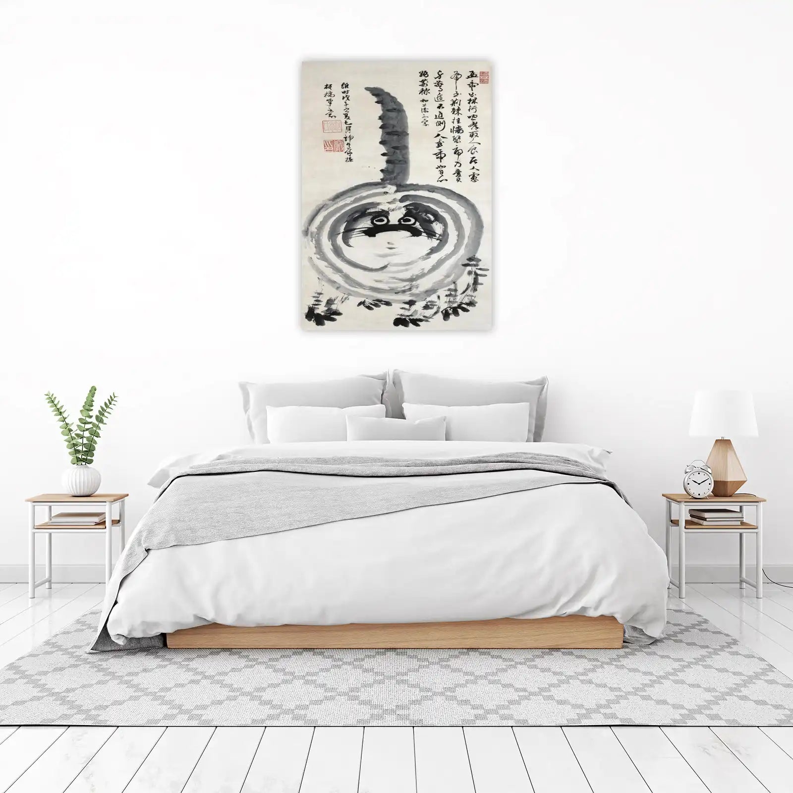Charming Raccoon Ink Painting Wall Art