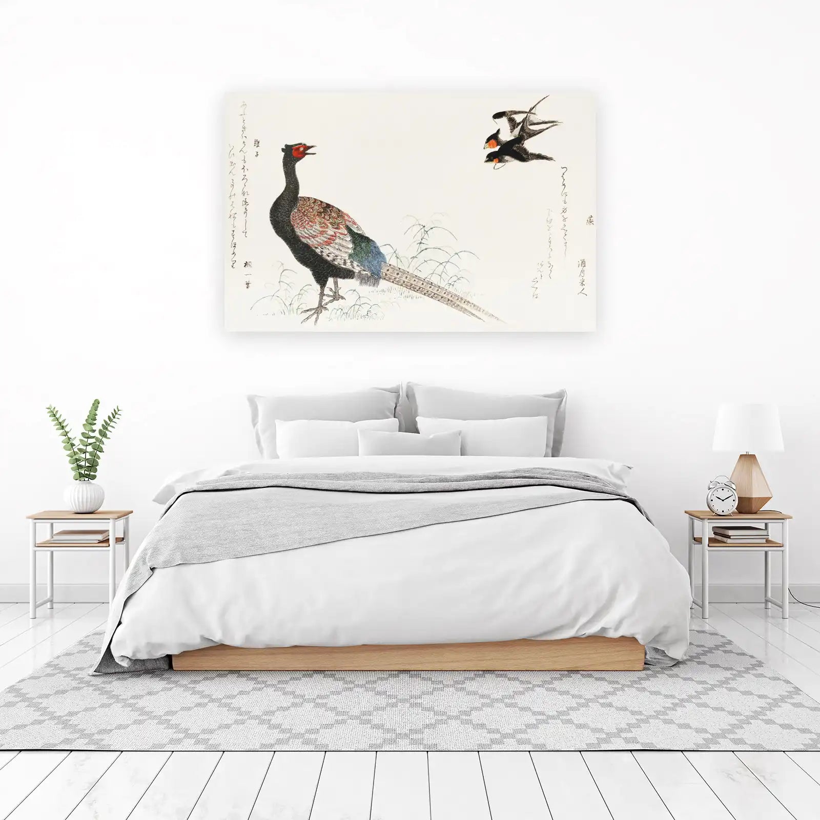 Japanese Pheasant & Swallows Art Wall Art