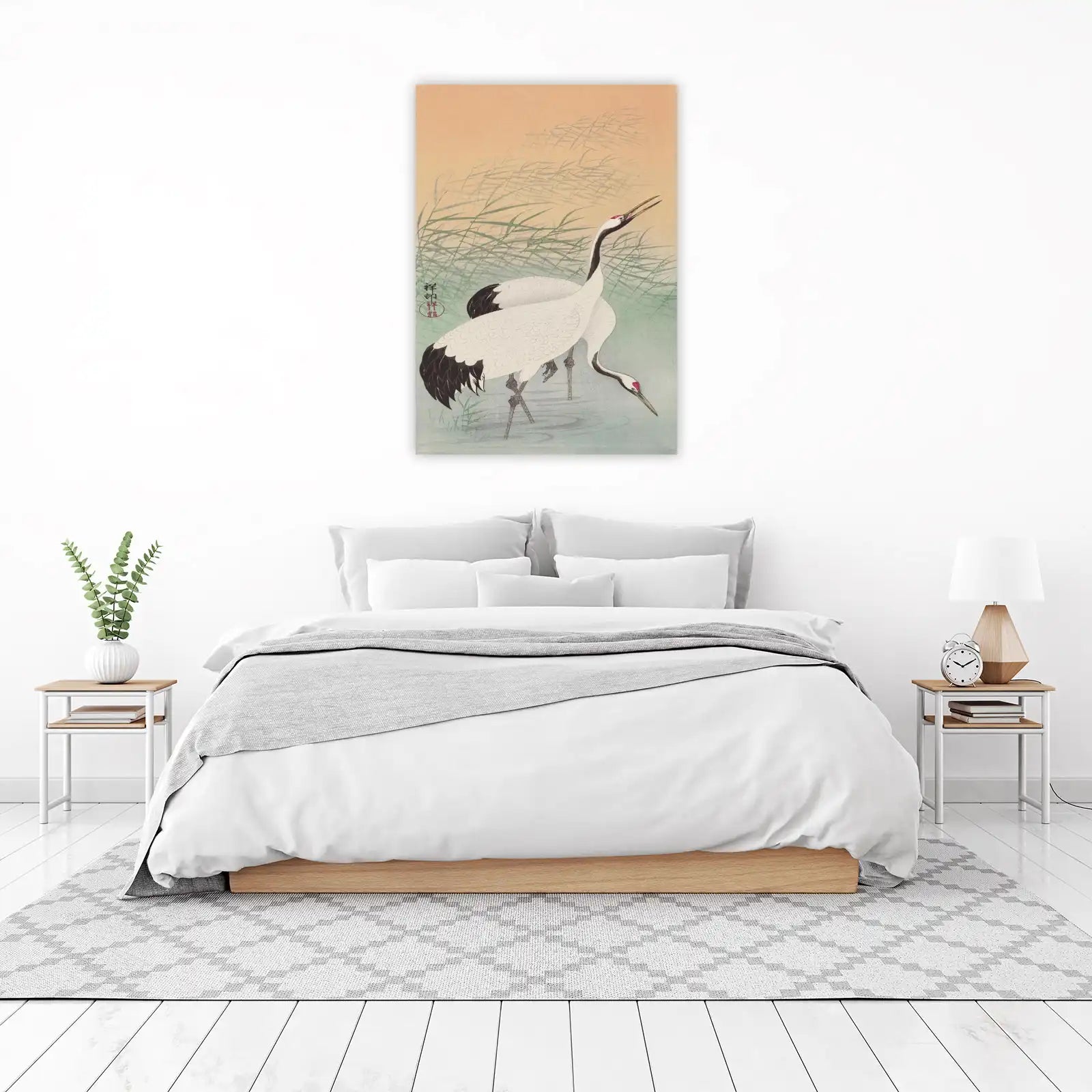 Graceful Cranes in Reeds Wall Art