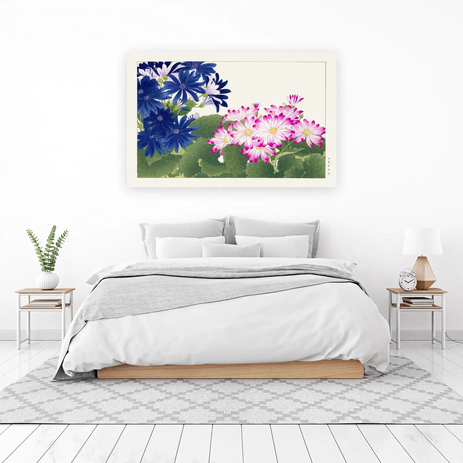 Vibrant Blue & Pink Floral Burst Wall Art