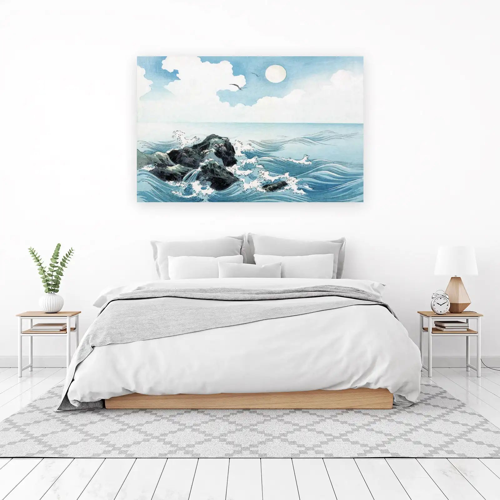 Serene Coastal Waves & Seagulls Wall Art