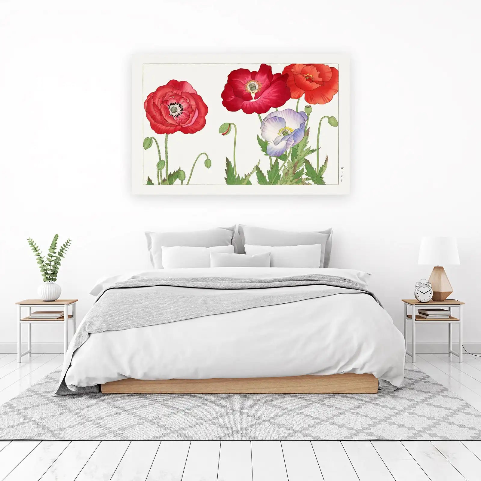 Vibrant Red & Lavender Poppies Wall Art