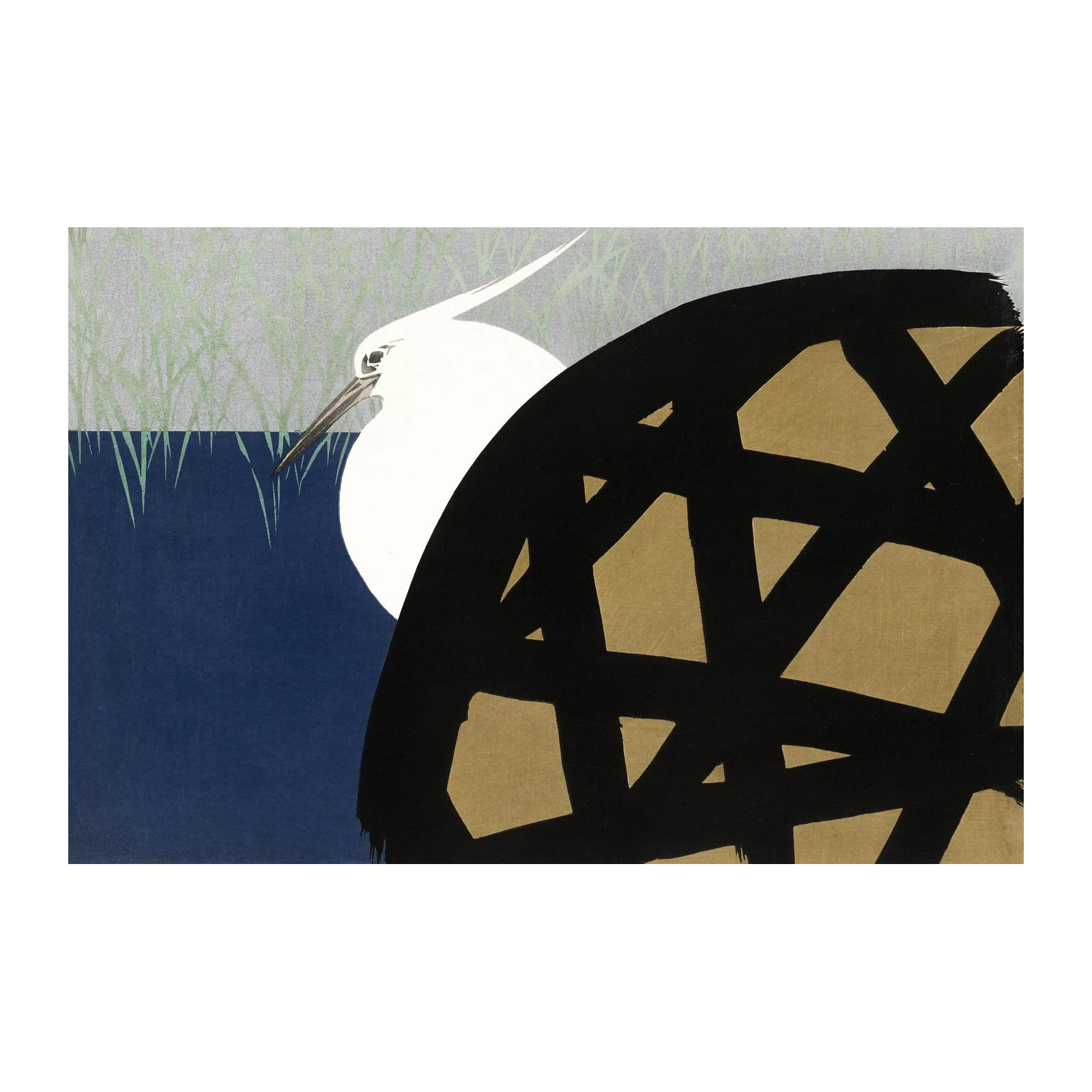 Elegant Egret Japanese Art Wall Art