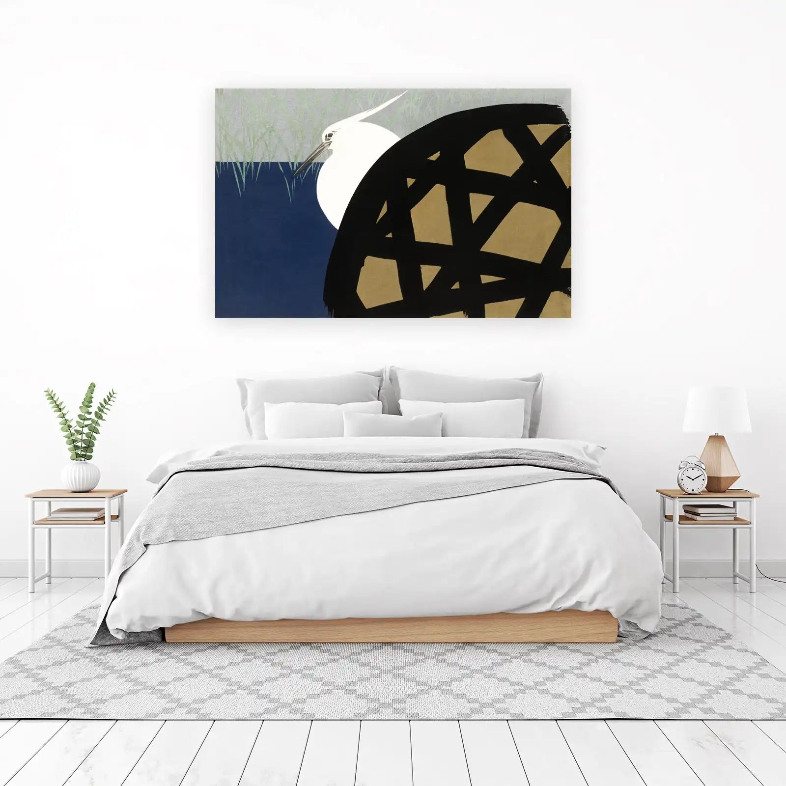 Elegant Egret Japanese Art Wall Art