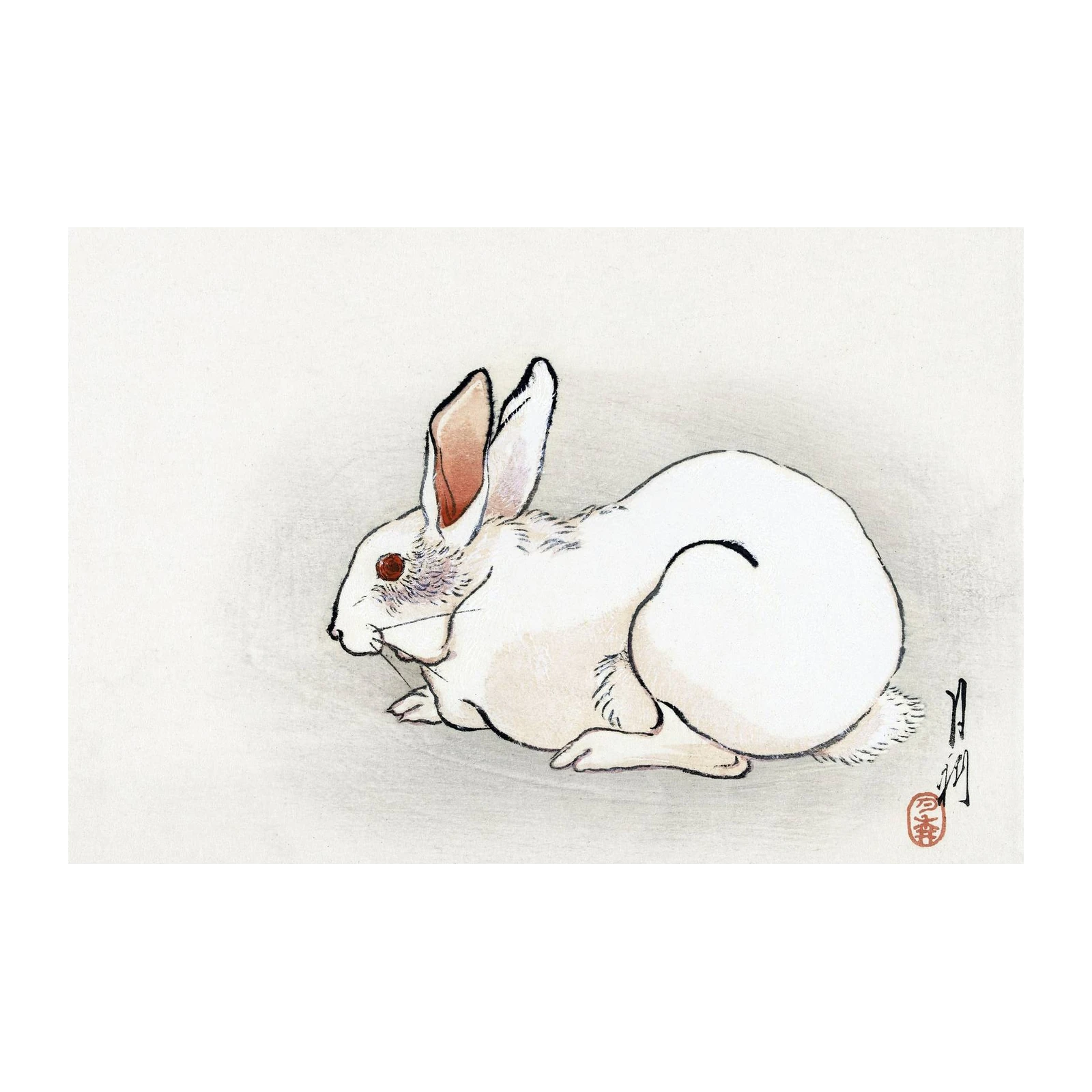 Serene White Rabbit Zen Art Wall Art