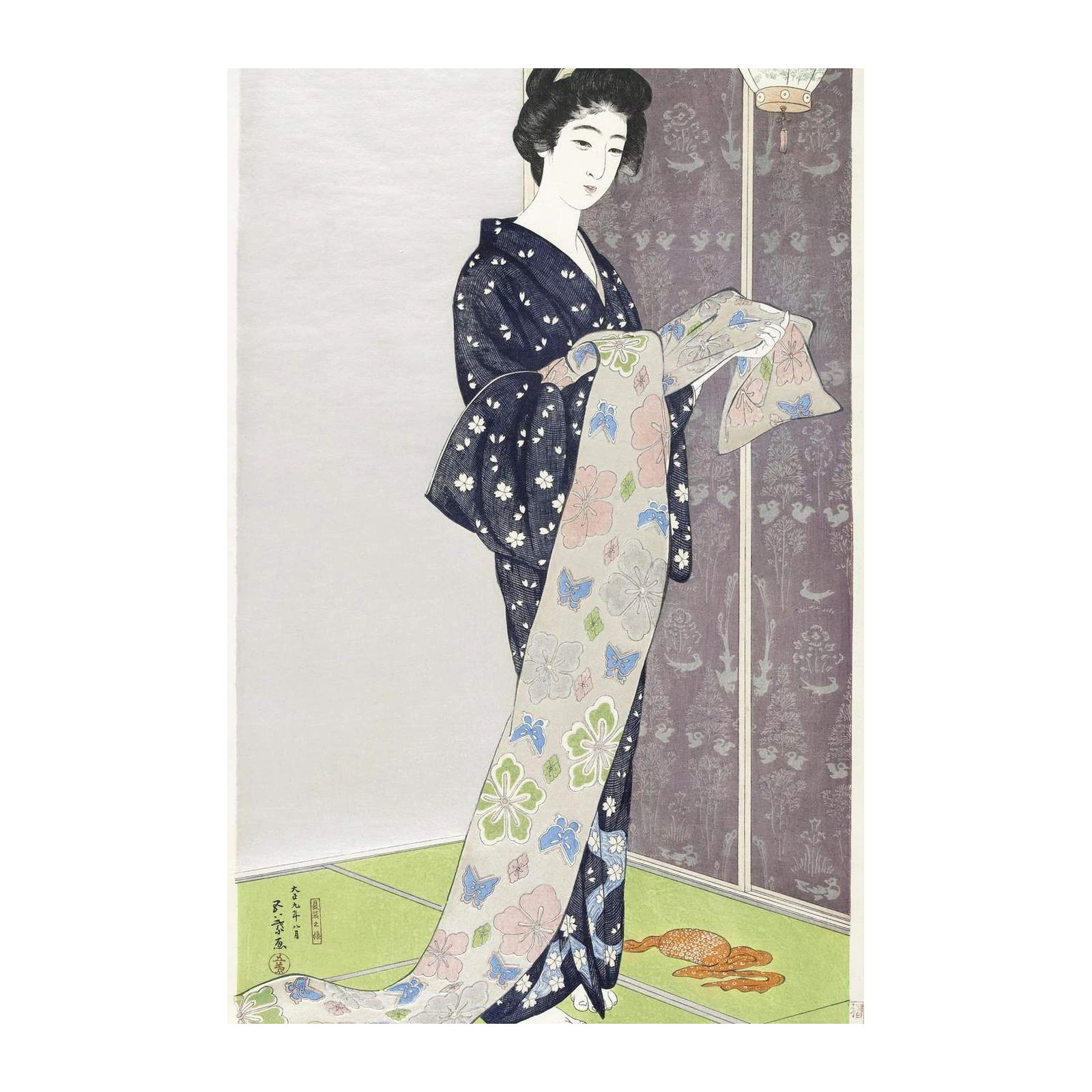 Serene Geisha Kimono Butterfly Floral Wall Art