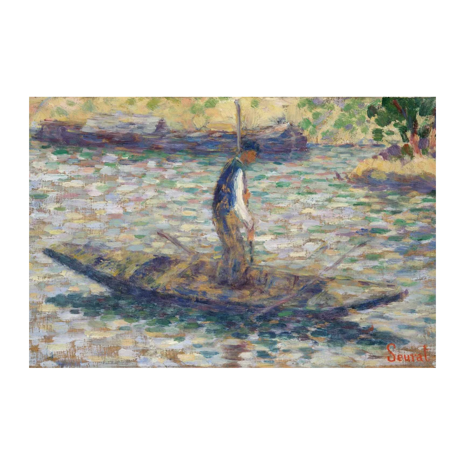 Impressionist River Scene with Boatman Wall Art