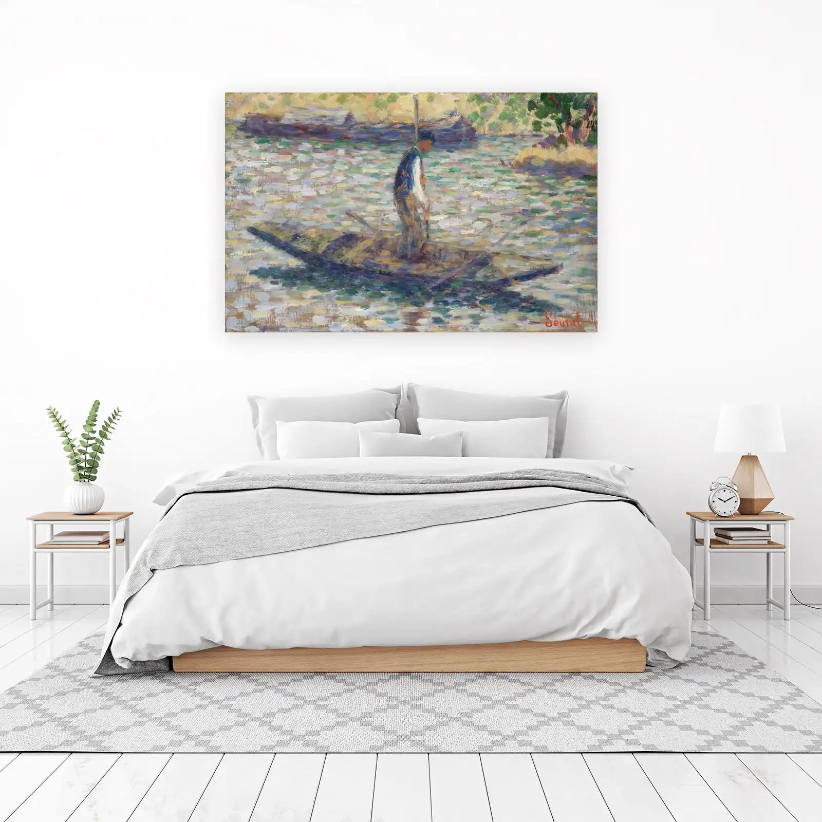 Impressionist River Scene with Boatman Wall Art