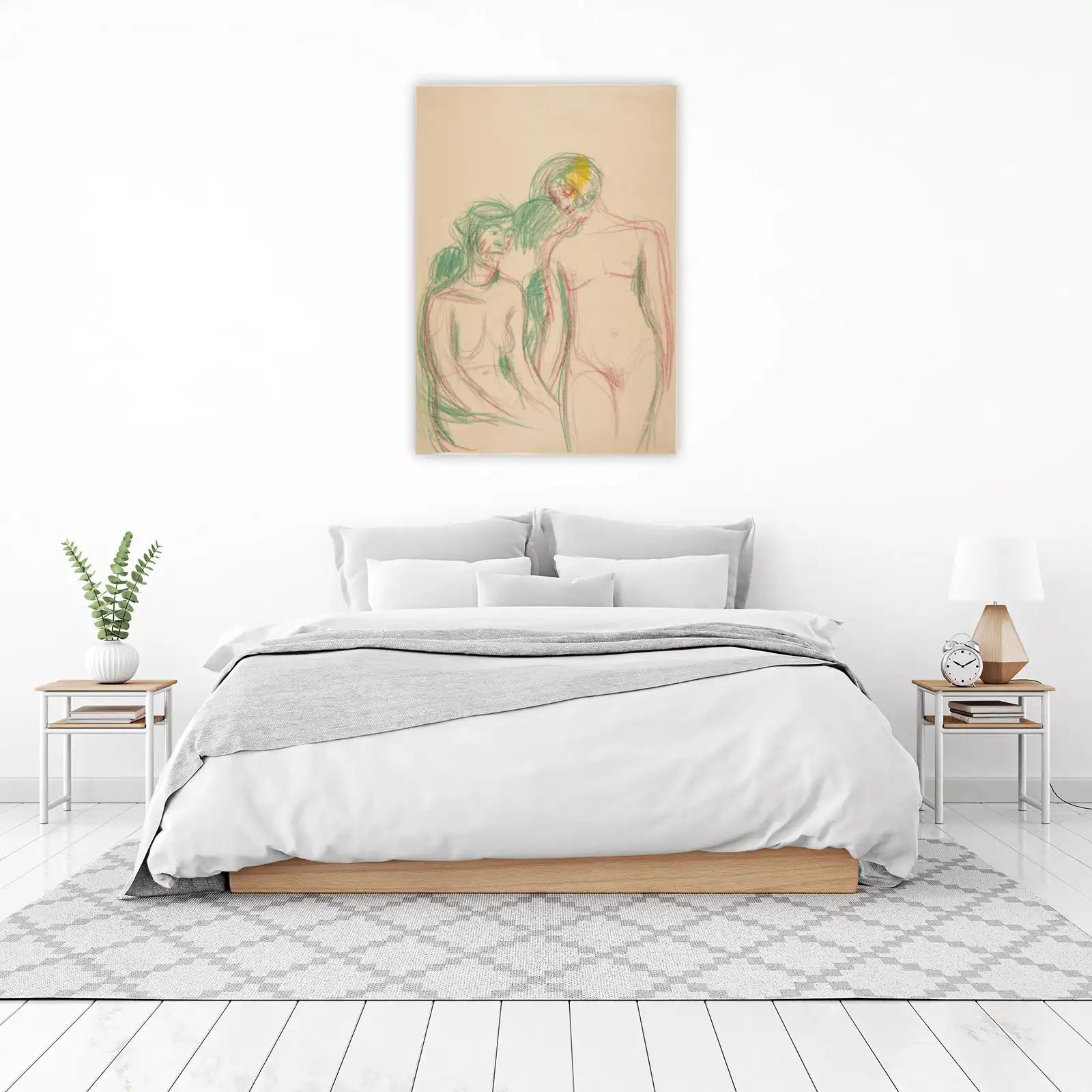 Intimate Embrace Couple Sketch Wall Art