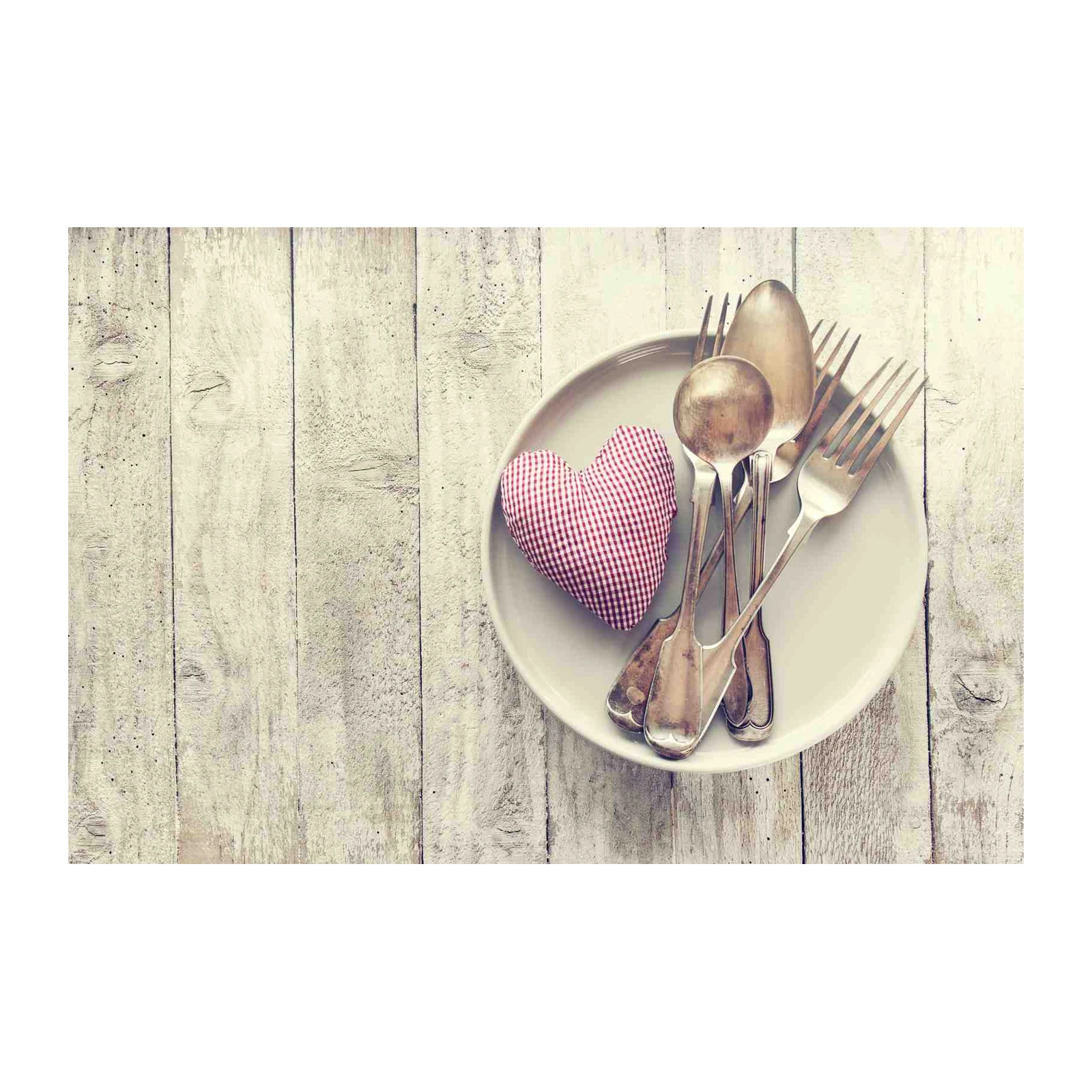 Rustic Heart & Silverware Kitchen Wall Art Wall Art