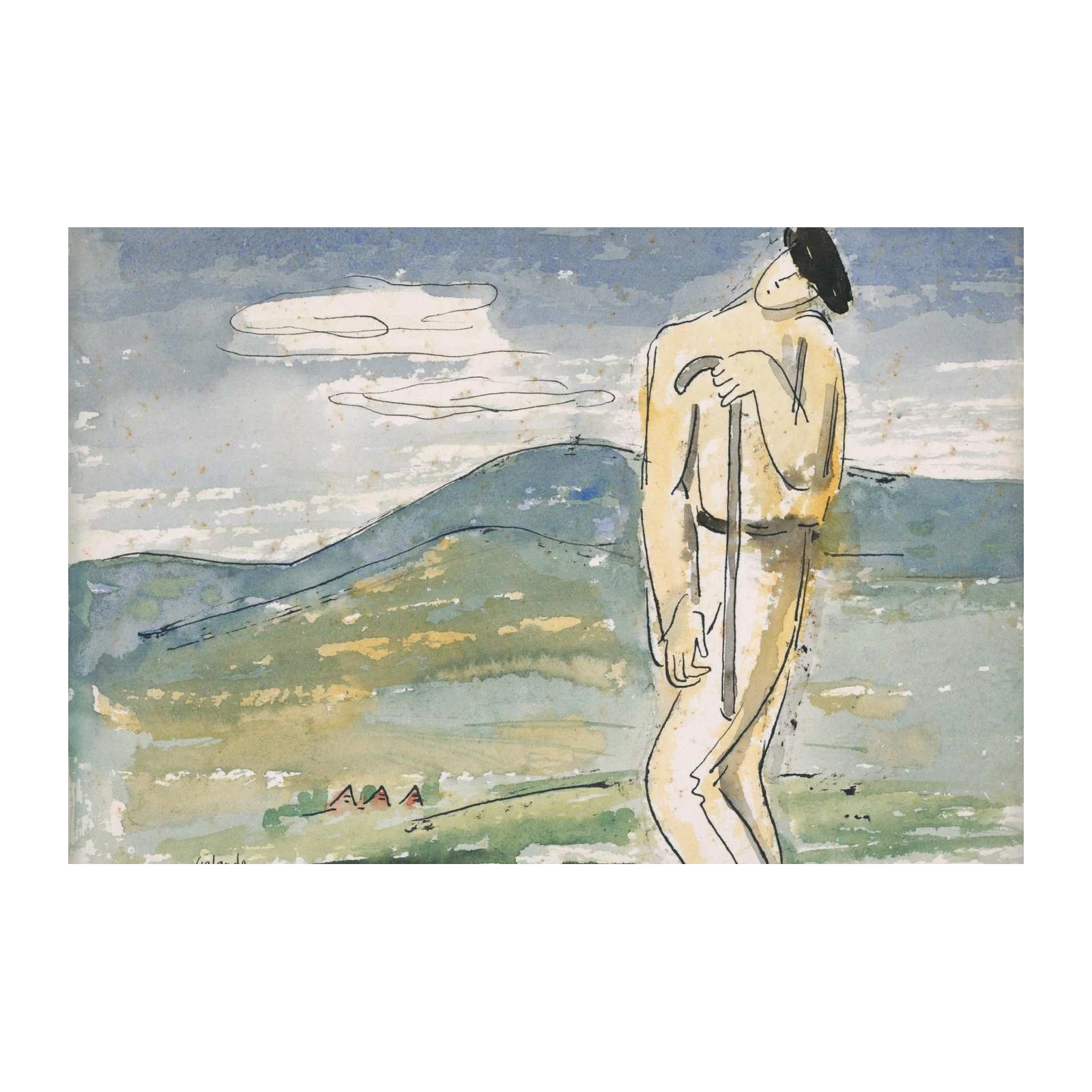 Thoughtful Shepherd Landscape Wall Art
