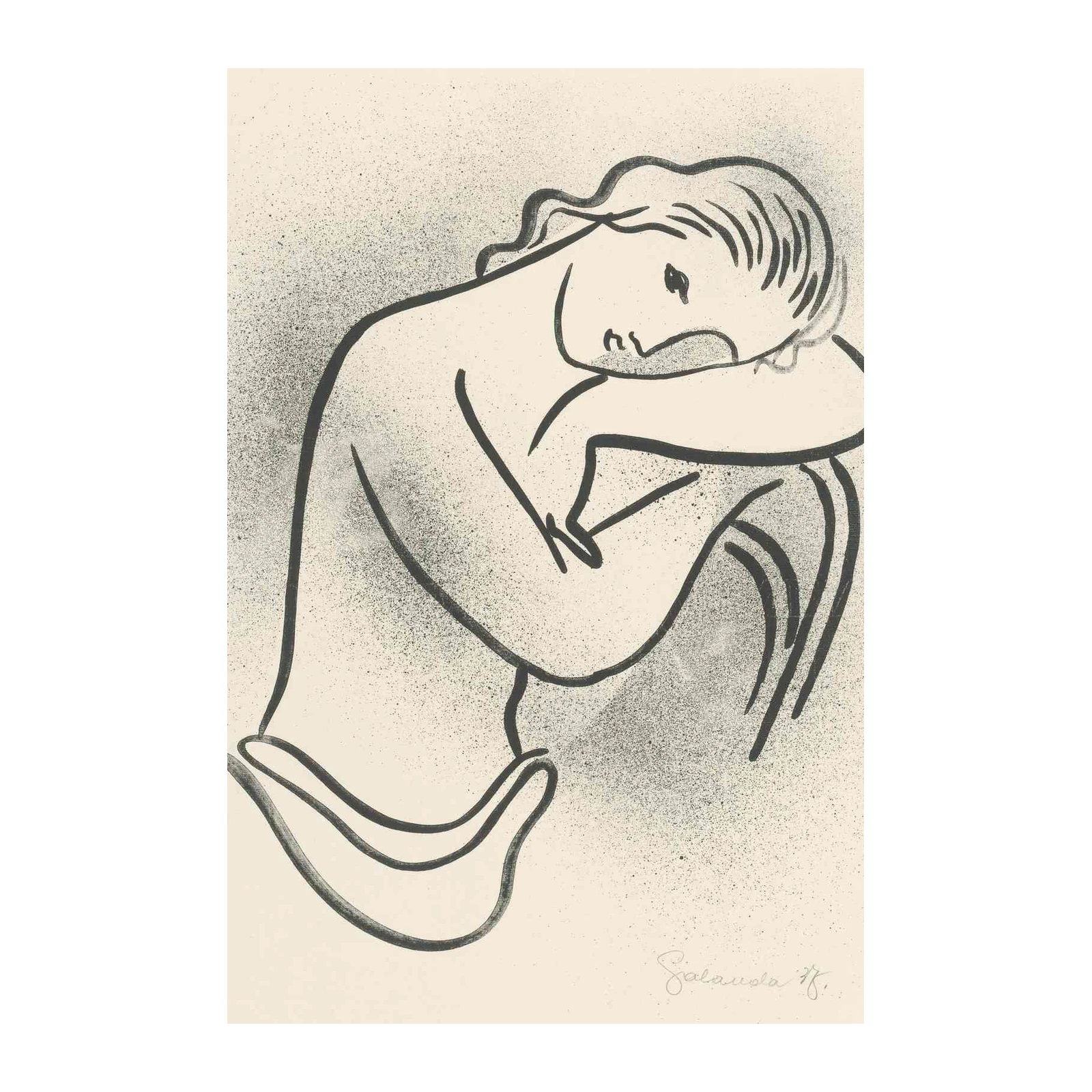 Embrace of Serenity Minimalist Figure Wall Art