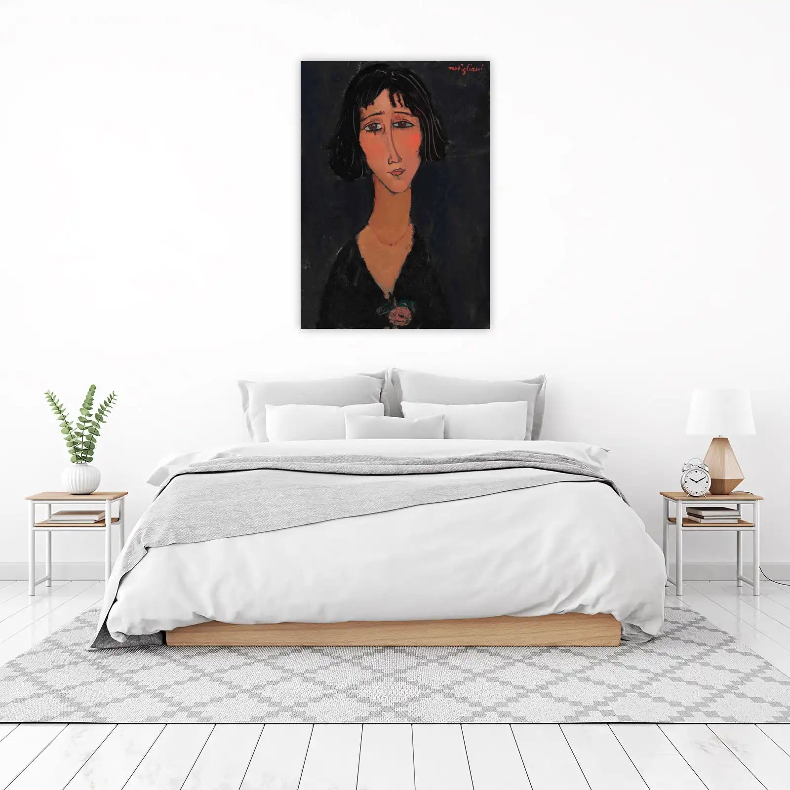 Modigliani Portrait Woman with Rose Wall Art