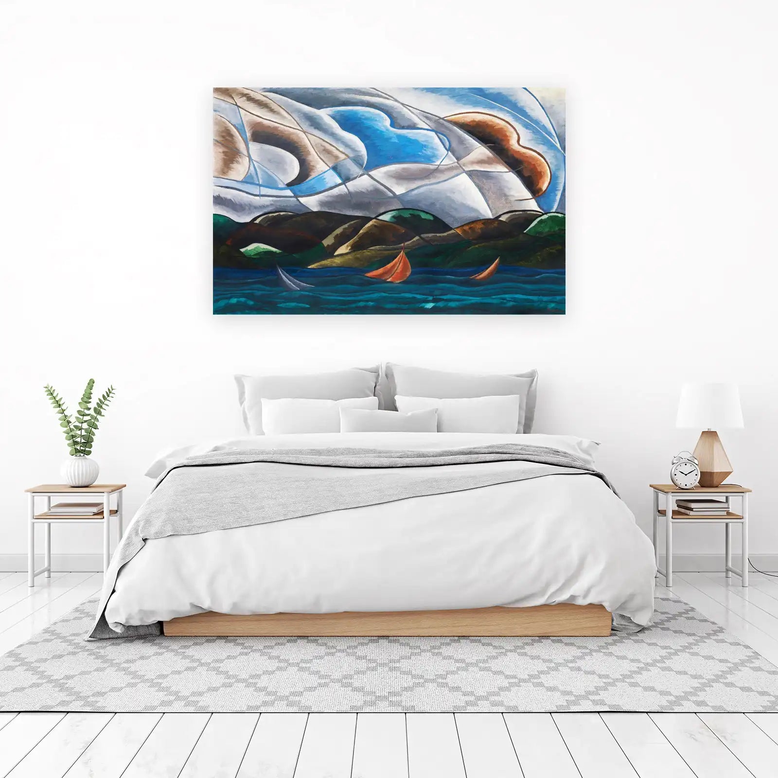 Modern Sailboat Seascape Wall Art