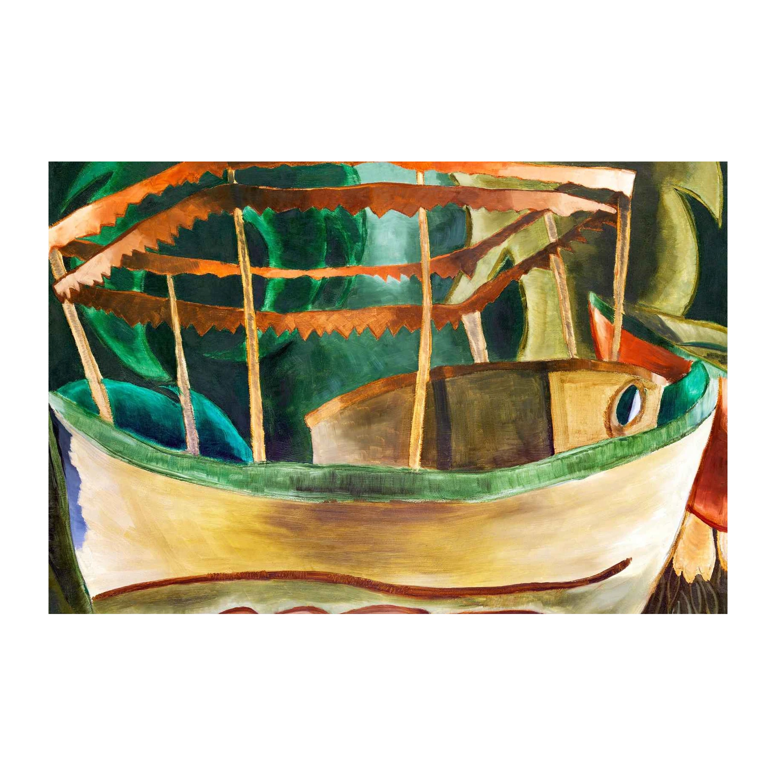 Vibrant Tropical Boat Scenic Wall Art