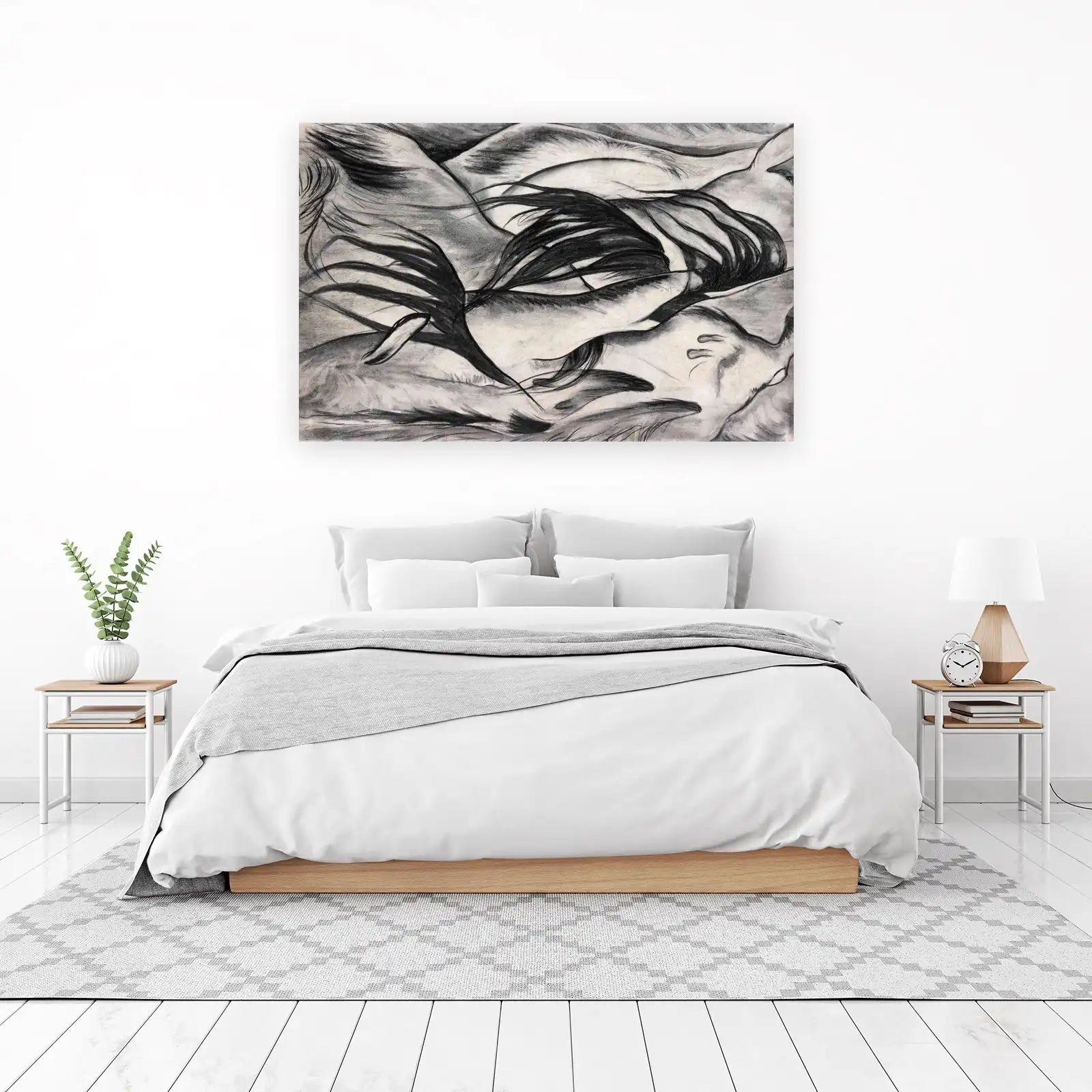 Expressive Charcoal Horse Mane Wall Art