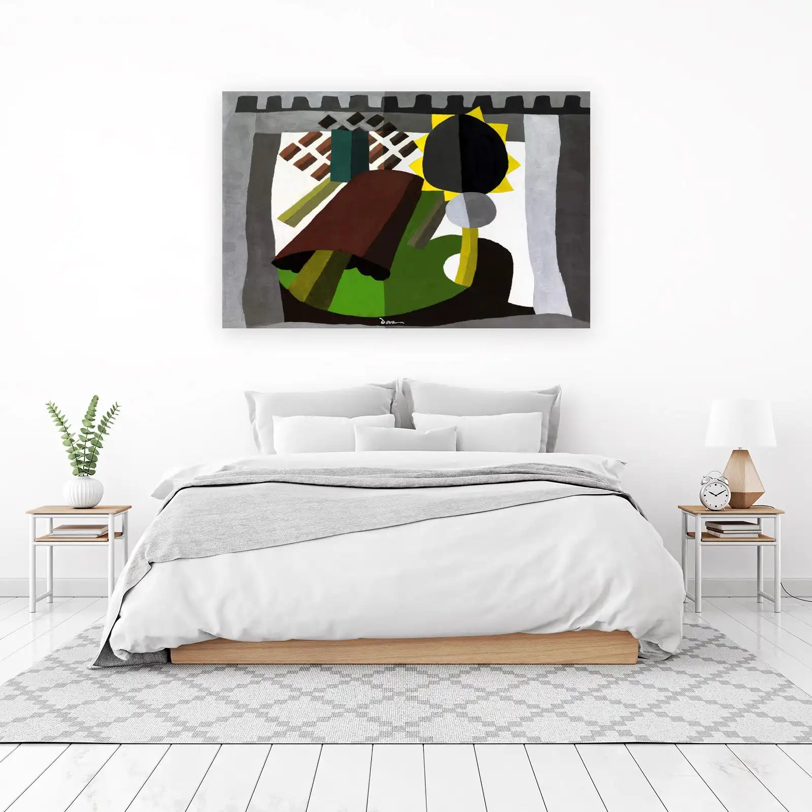 Modern Abstract Geometric Sunflower Wall Art