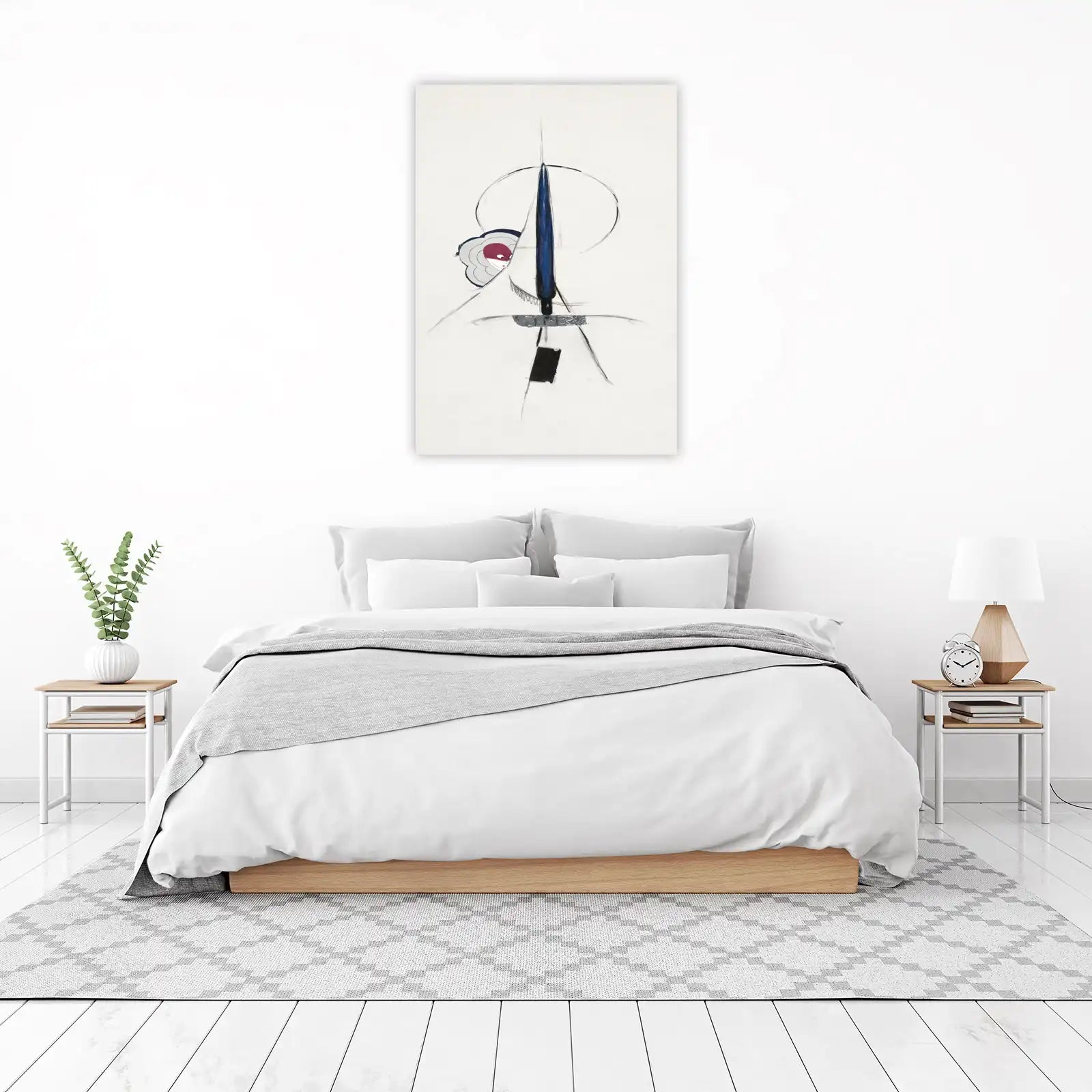 Abstract Blue Figure Sketch Wall Art