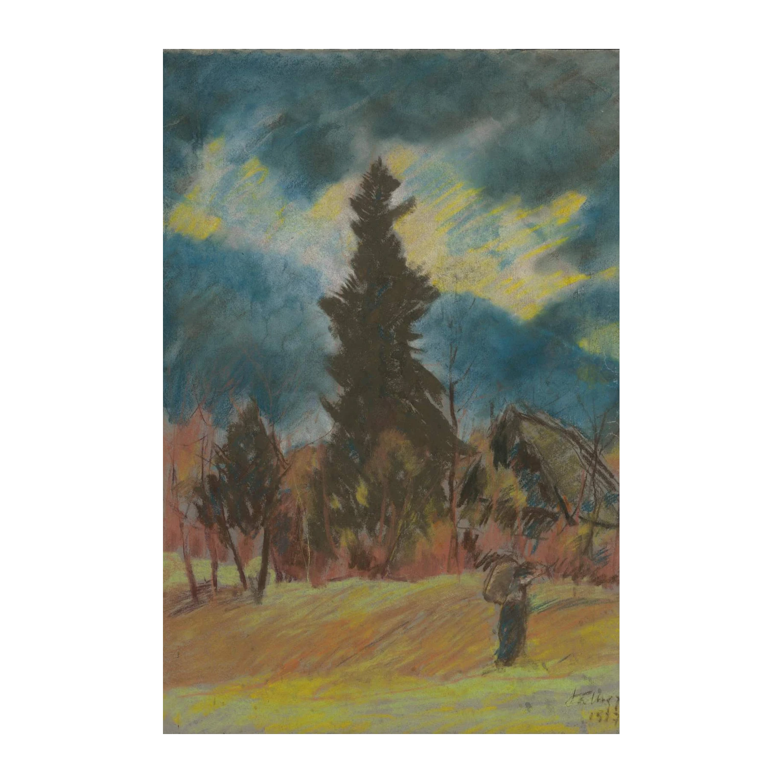 Moody Landscape with Lone Figure Wall Art