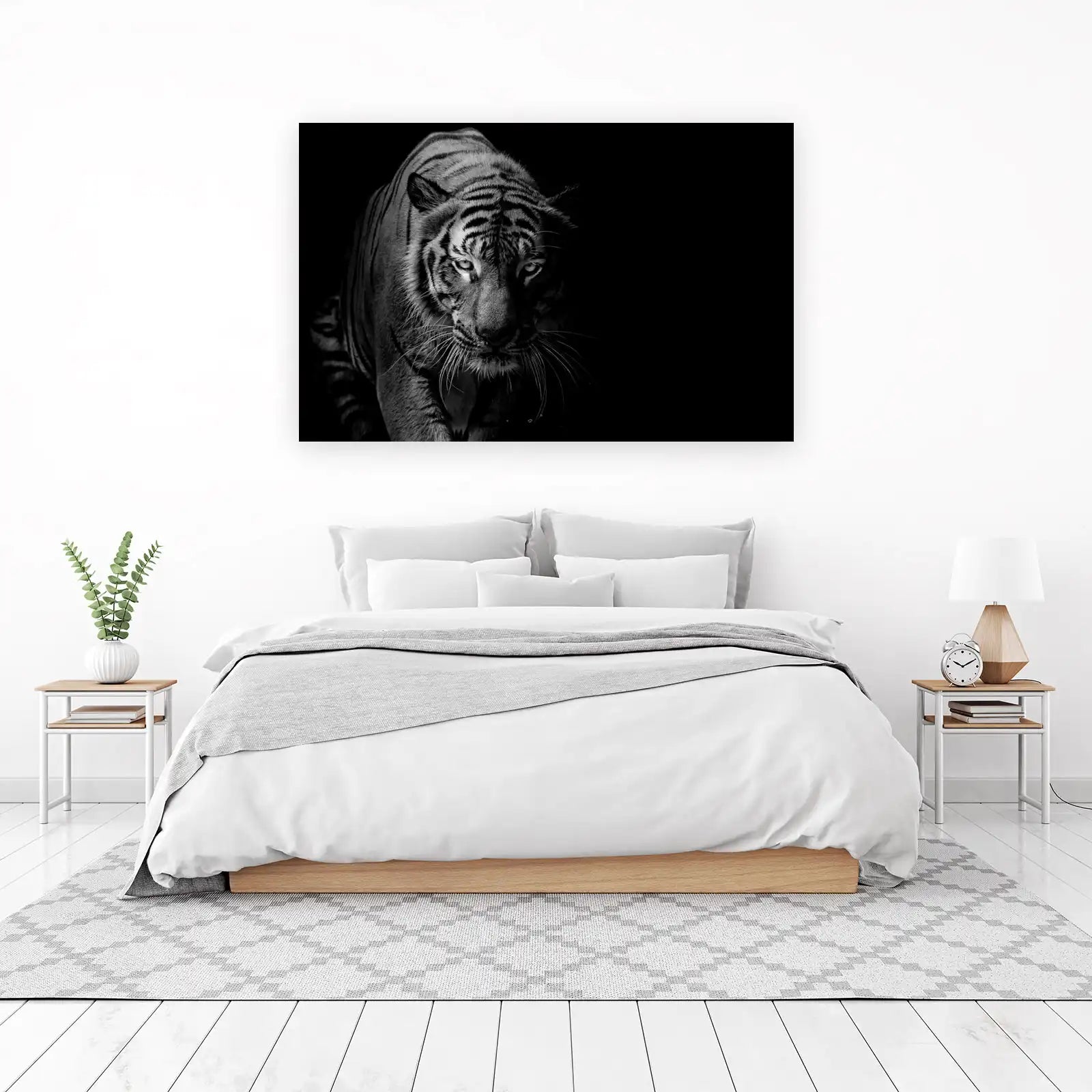 Majestic Tiger Portrait Black & White Wall Art