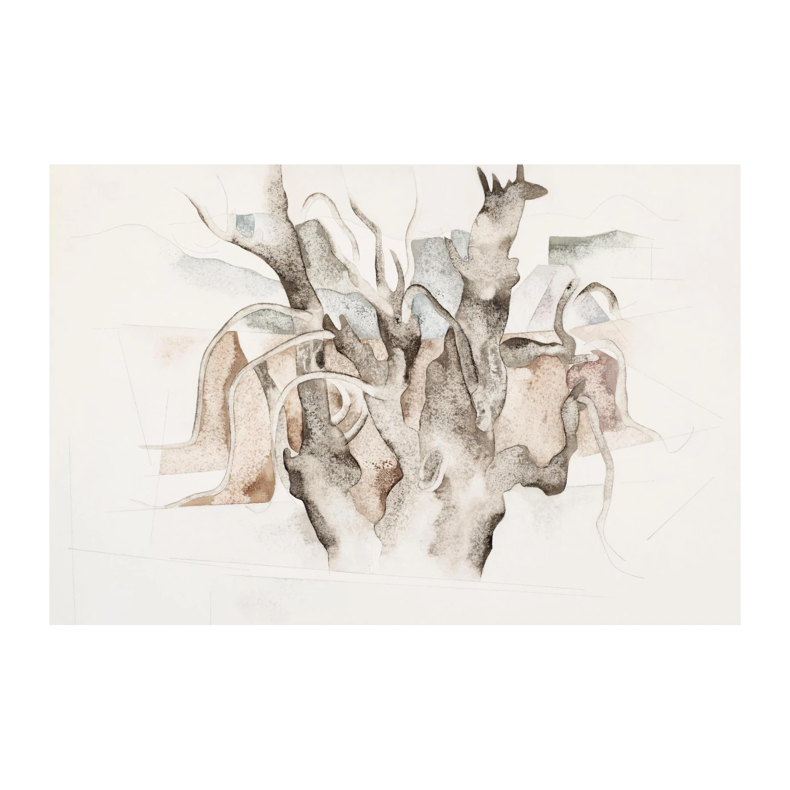 Abstract Tree Form Watercolor Wall Art