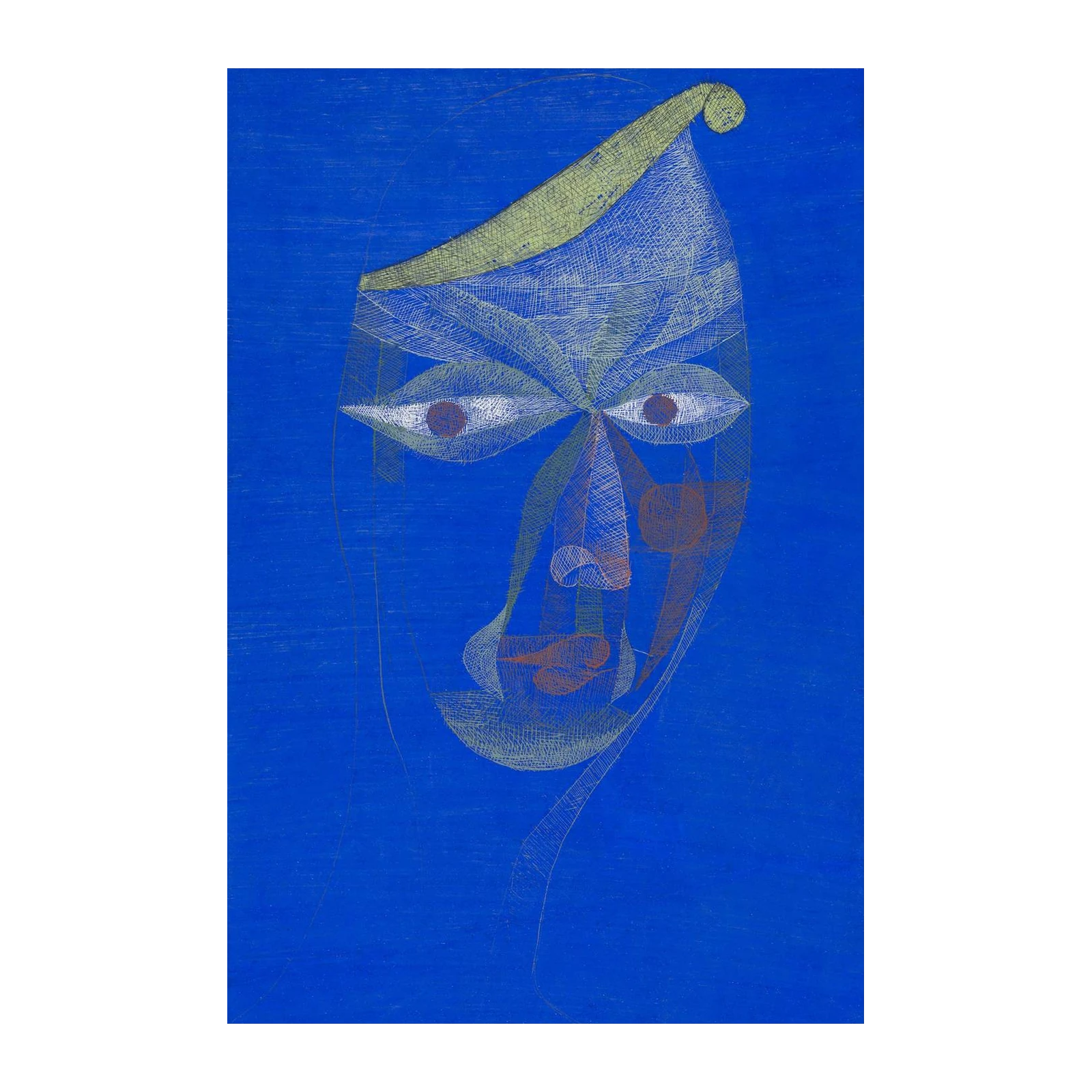 Abstract Face Blue Wall Art