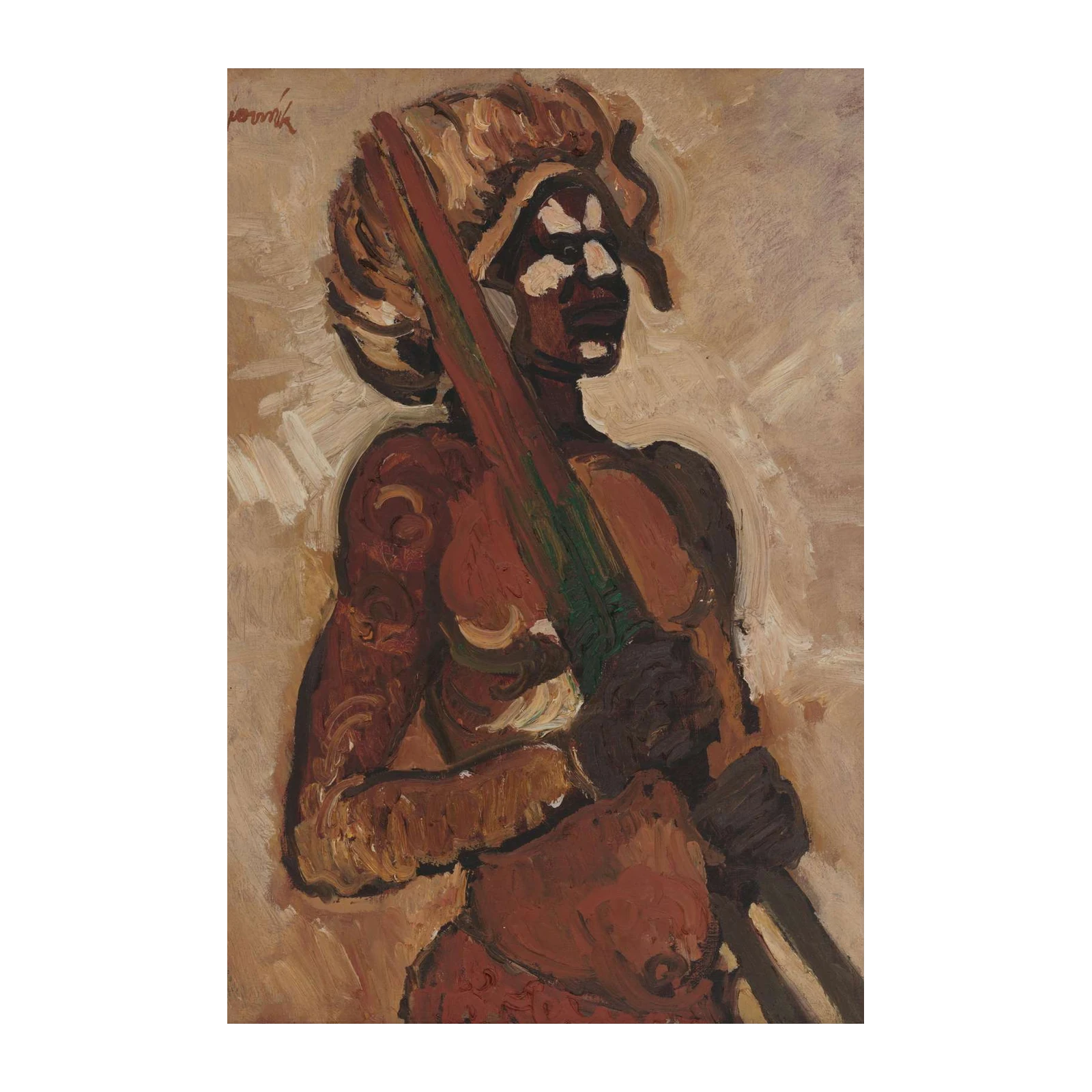 Tribal Warrior Portrait | Expressionist Wall Art