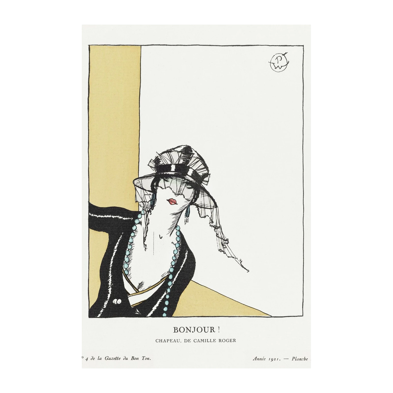 Vintage Fashion Bonjour! Wall Art
