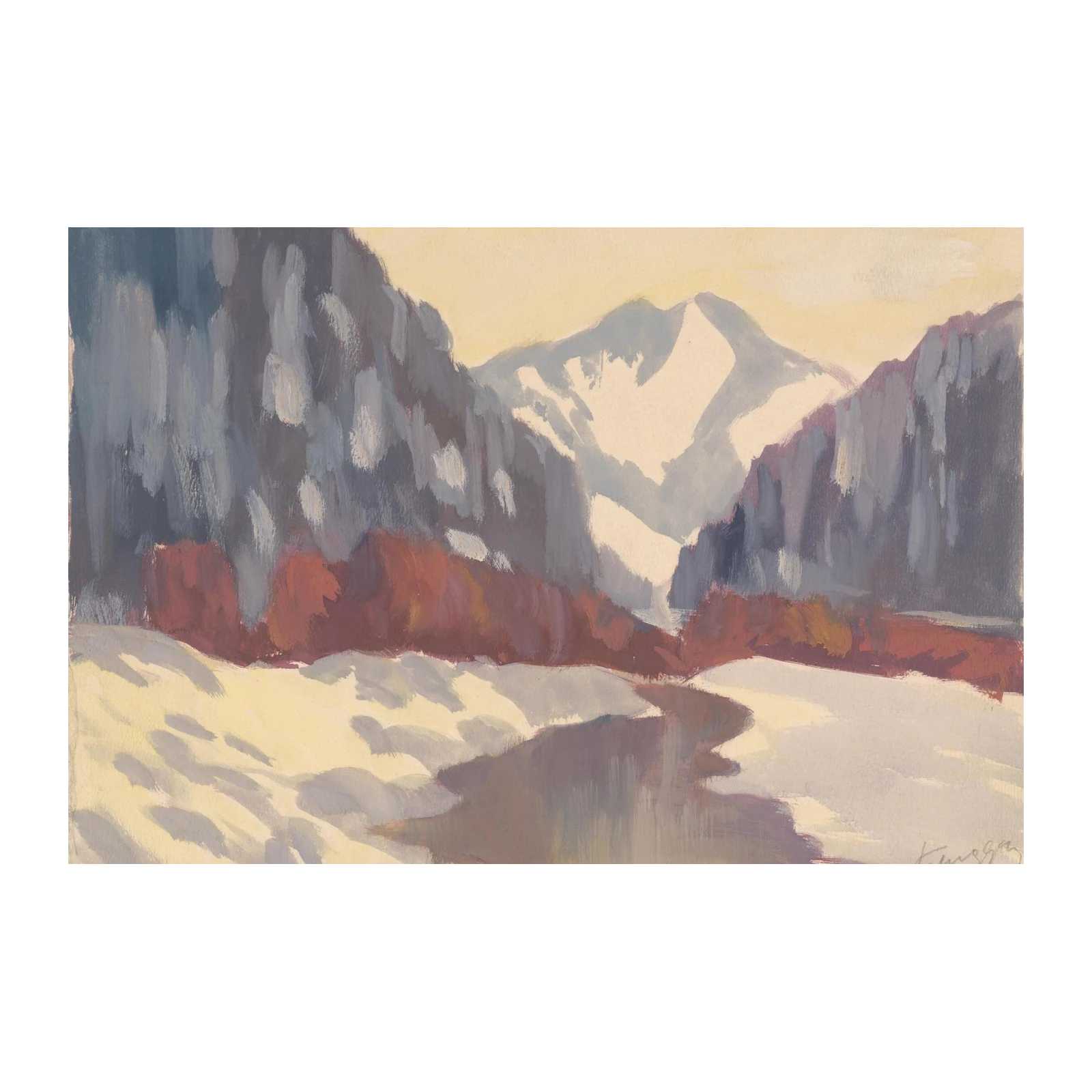 Serene Mountain Winter Landscape Wall Art
