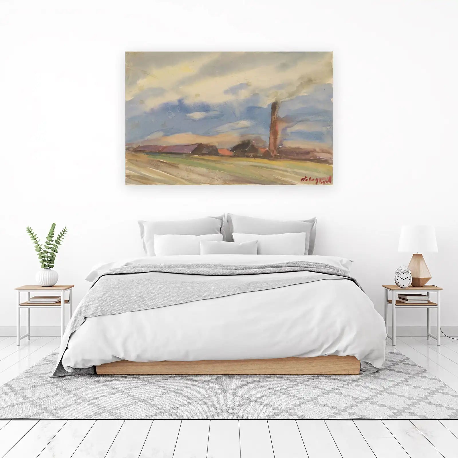 Industrial Landscape Watercolor Art Wall Art