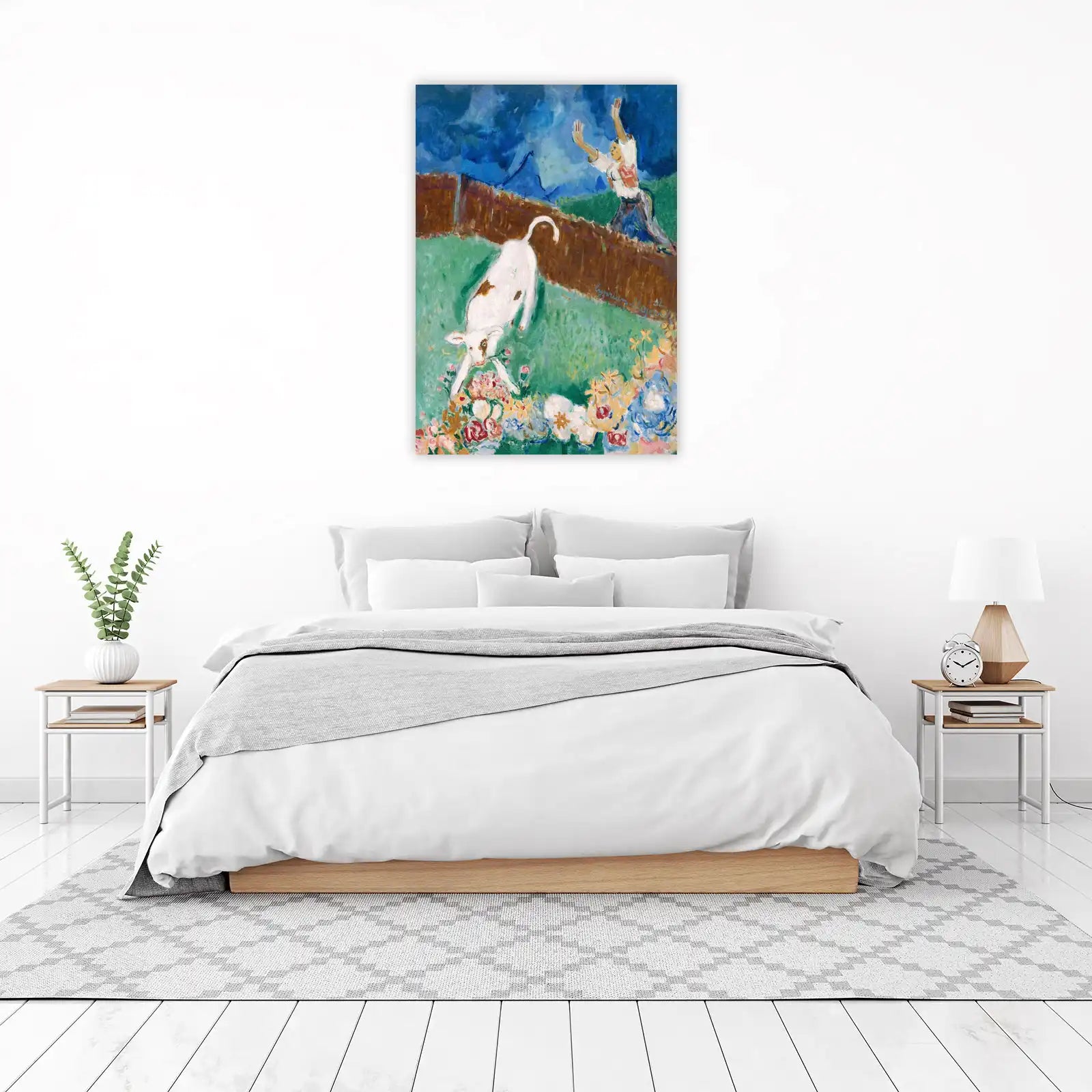 Vibrant Cow & Farmer Wall Art