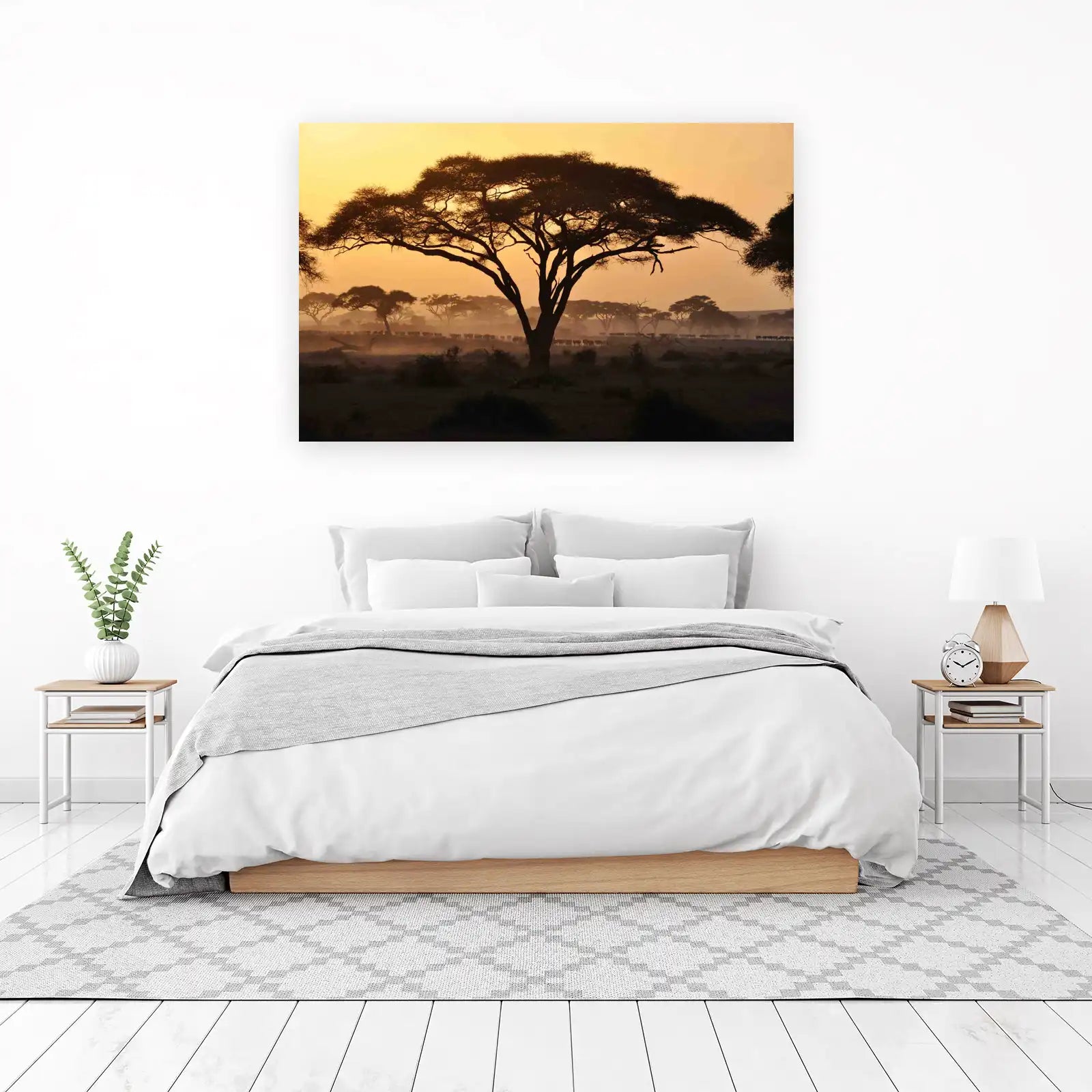 African Savannah Sunset Silhouette Wall Art