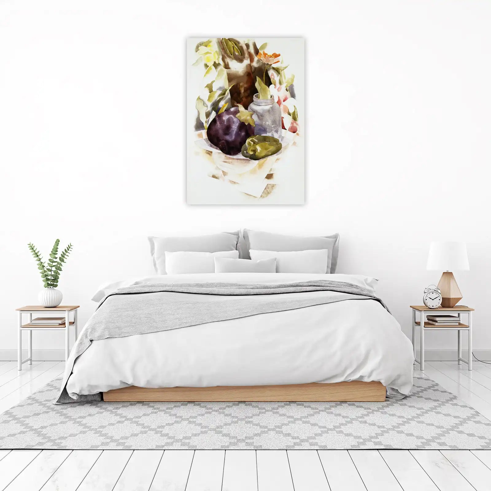Artistic Eggplant & Pepper Still Life Wall Art