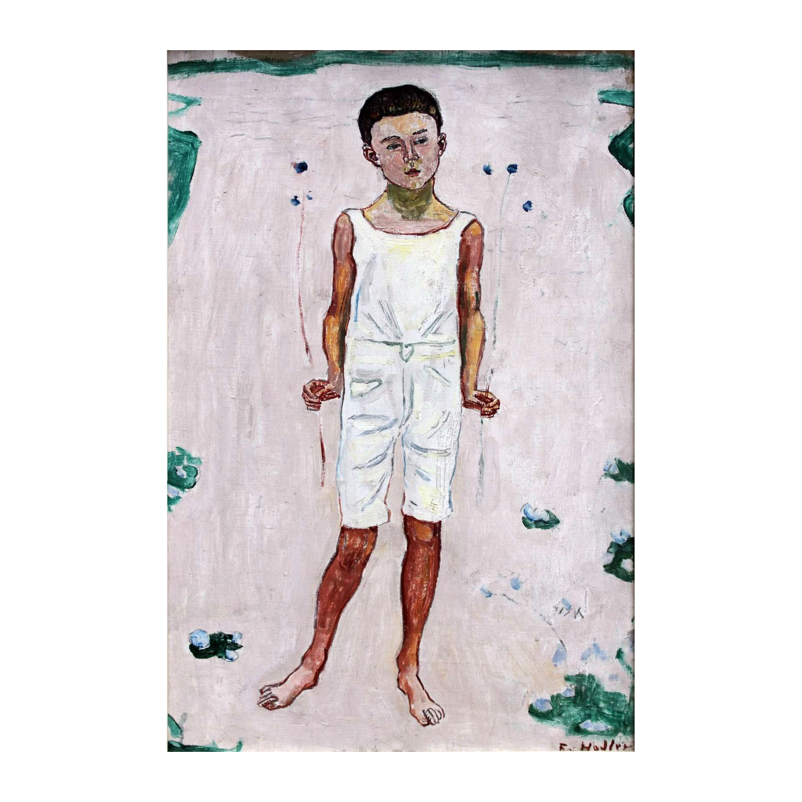Boy in White Summer Outfit Wall Art