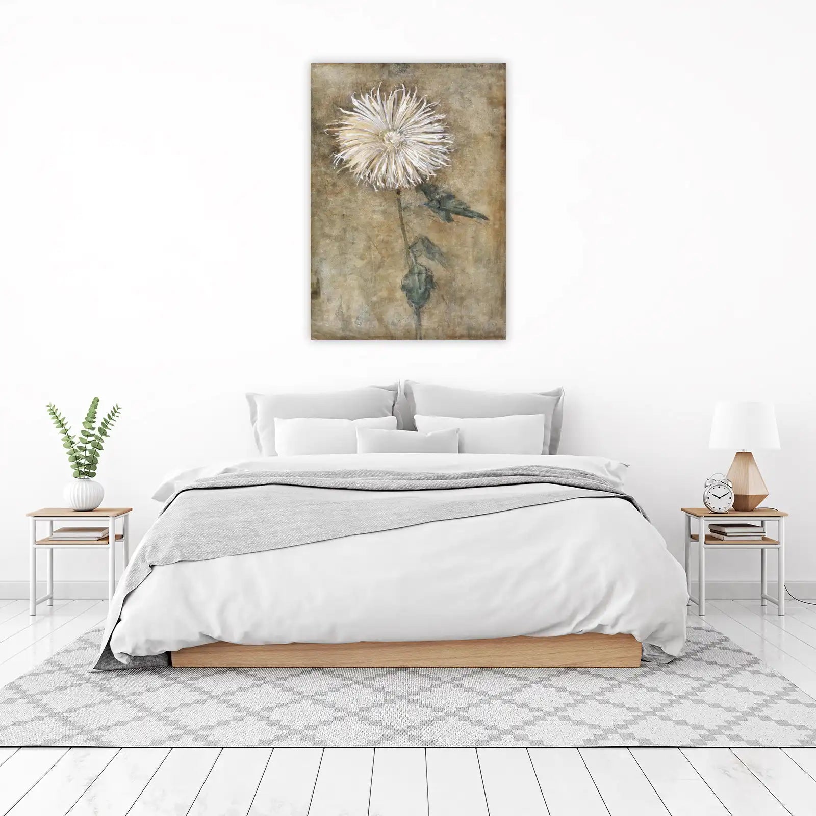 Rustic White Flower Botanical Art Wall Art