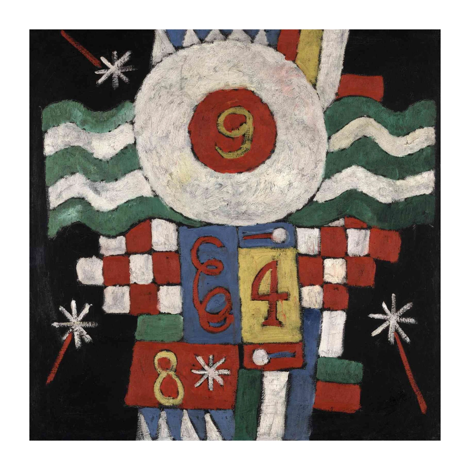 Abstract Number Fun Red White Green Wall Art