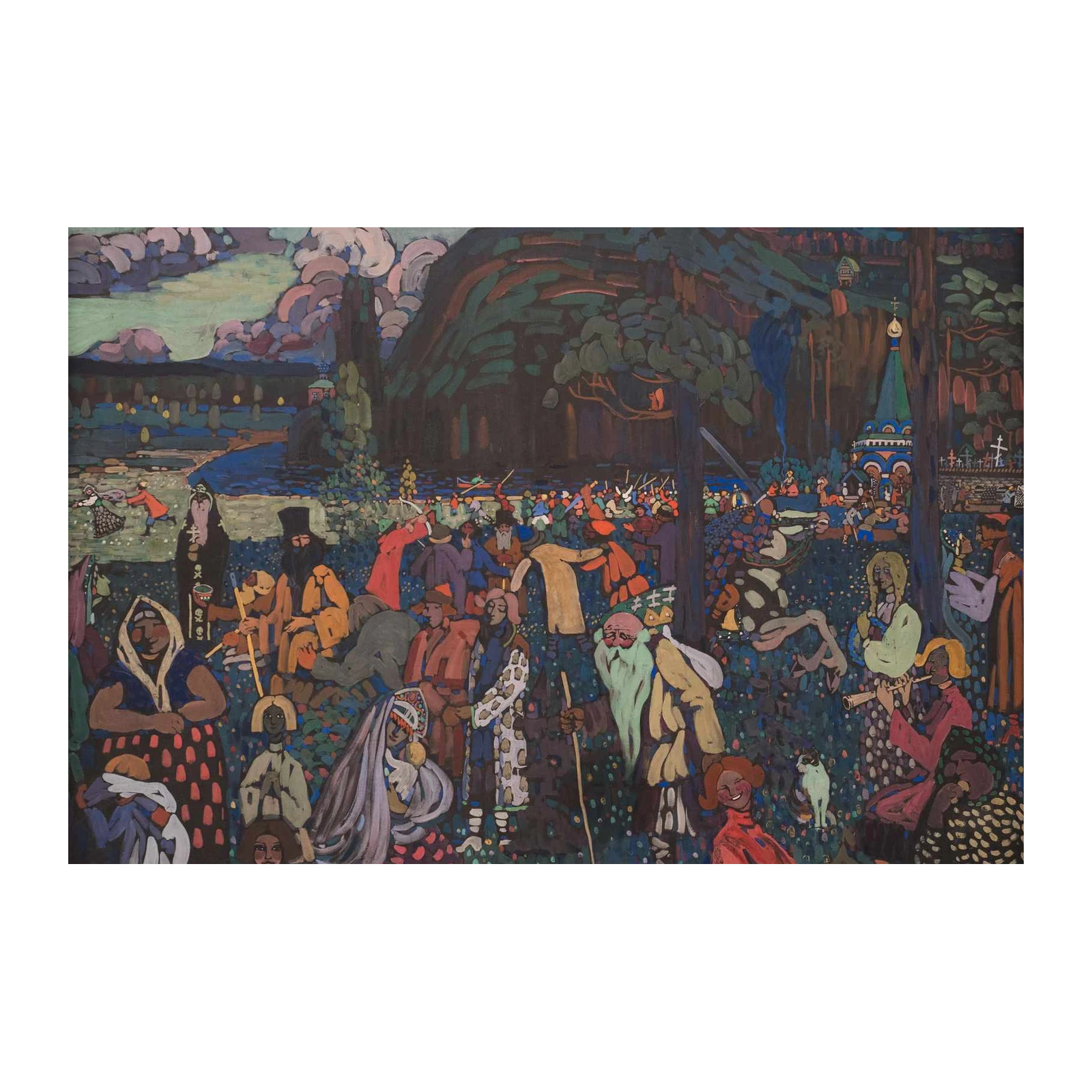 Expressive Russian Folk Scene Wall Art