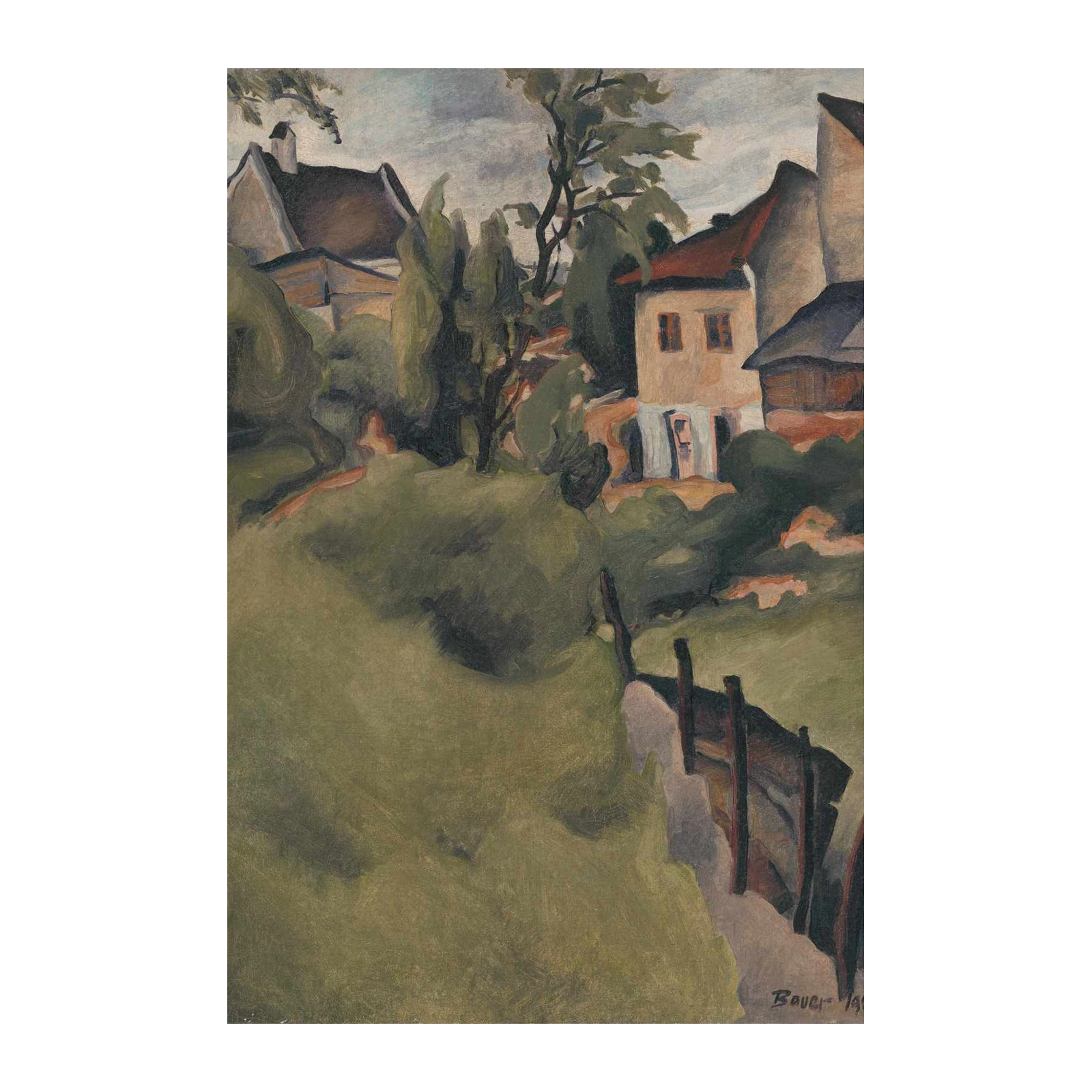 Impressionist Village Houses Landscape Wall Art