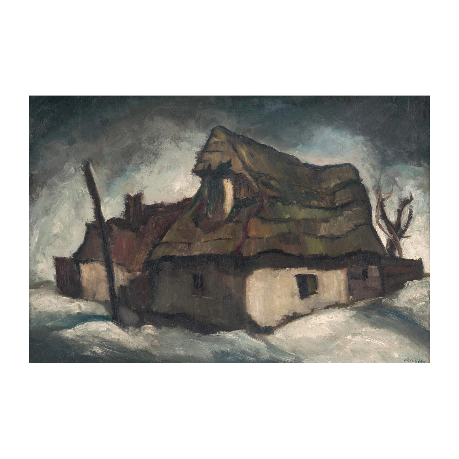 Impressionist Winter Cottage Wall Art