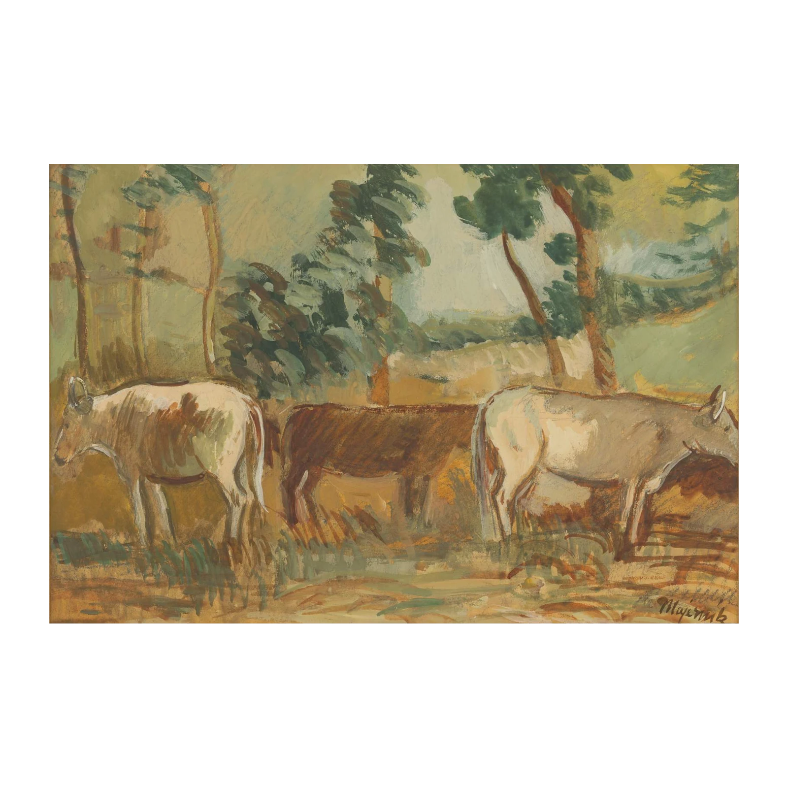 Serene Bovine Landscape | Farm Animal Art Wall Art