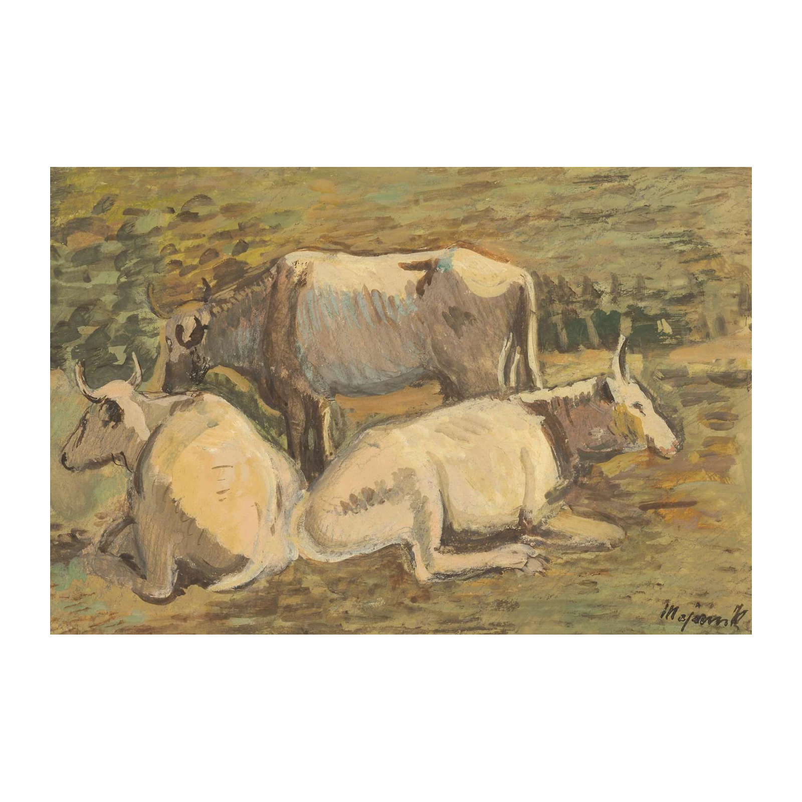 Serene Cows Resting: Rustic Farm Animal Wall Art