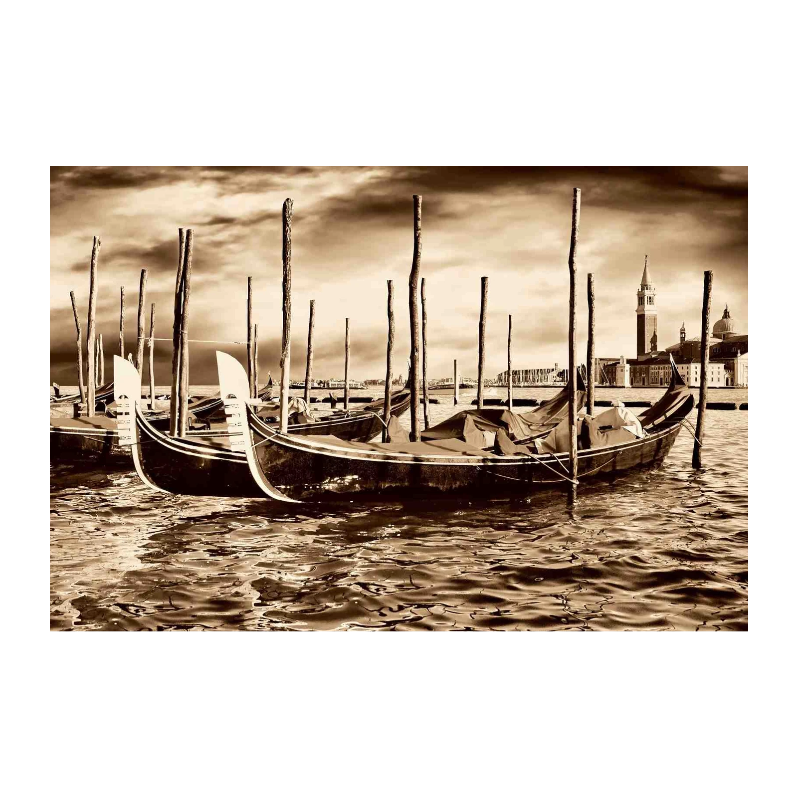 Venice Gondolas Sepia Tone Wall Art