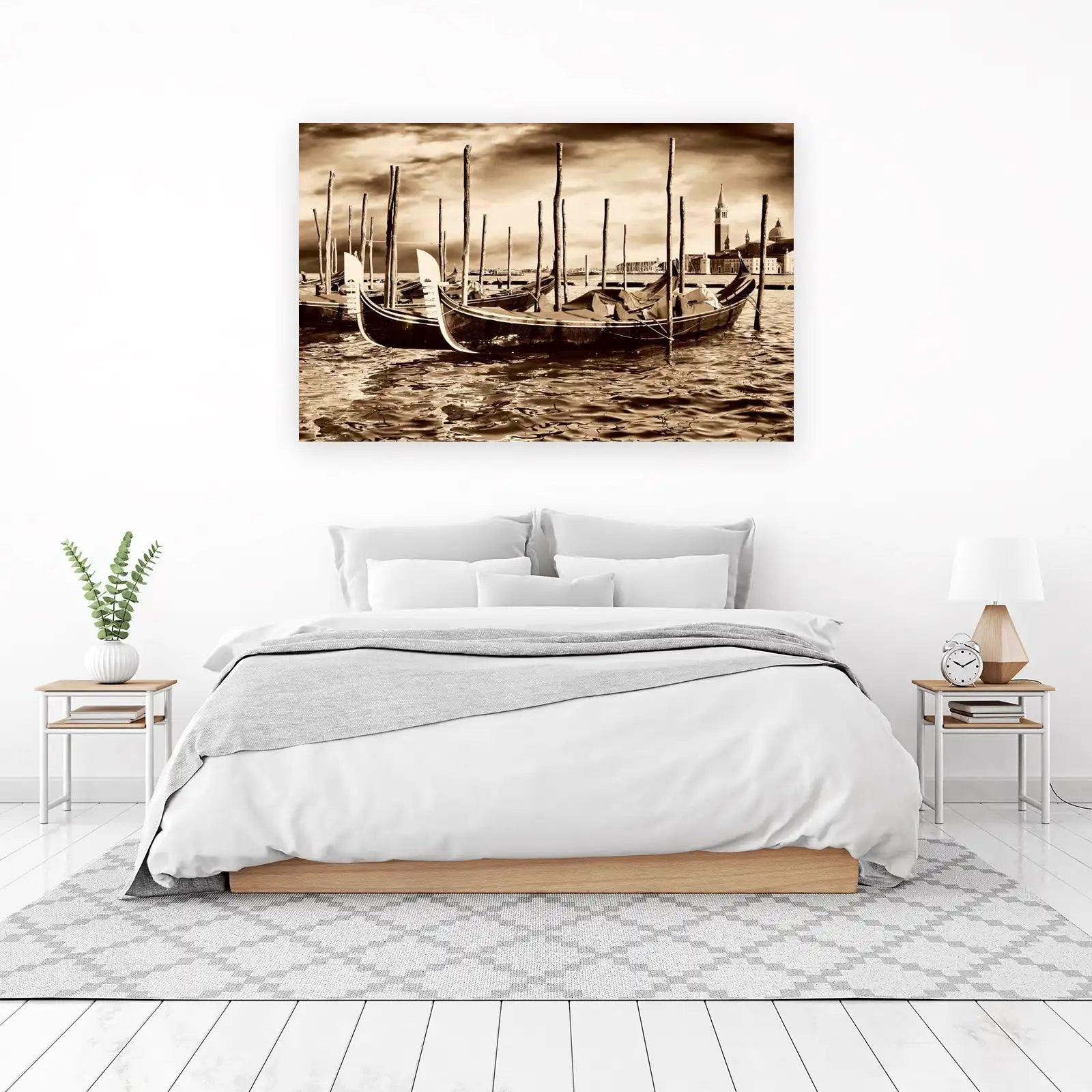 Venice Gondolas Sepia Tone Wall Art